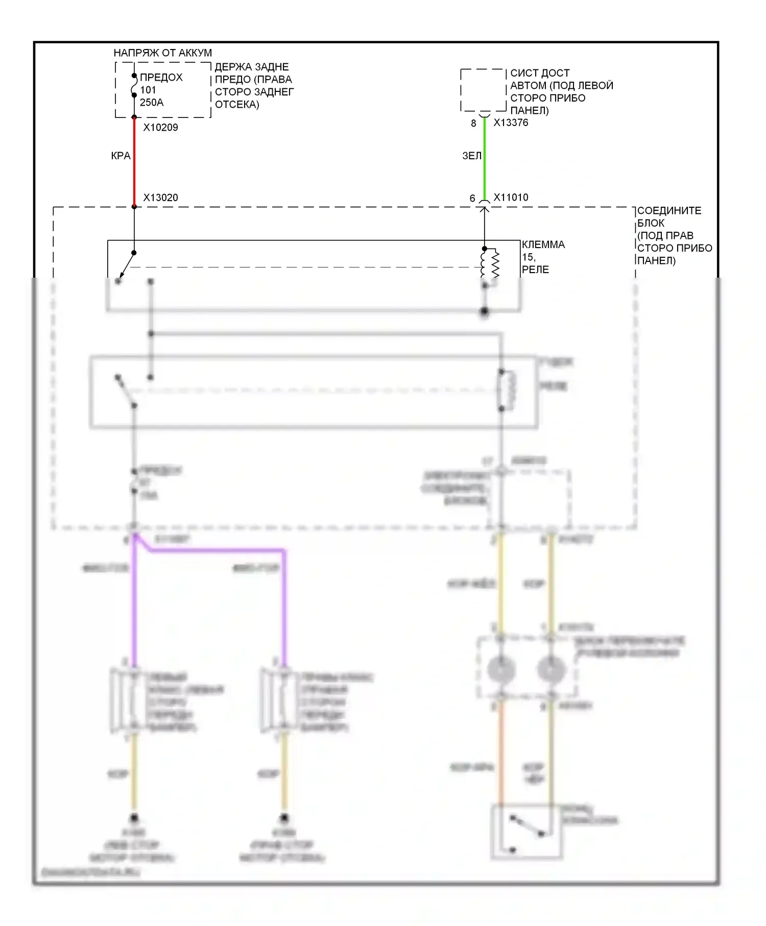 3 серия BMW E90/E91/E92/E93 рестайлинг (2008-2013): Электросхема клаксона 