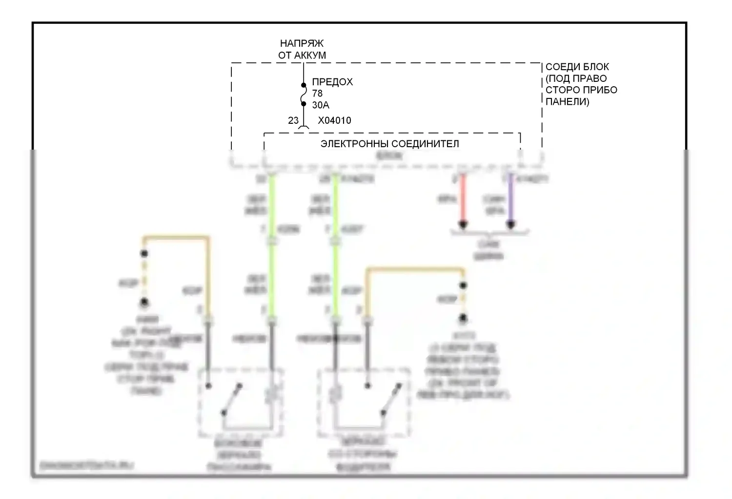 3 серия BMW E90/E91/E92/E93 рестайлинг (2008-2013): Электросхема обогреваемых зеркал 