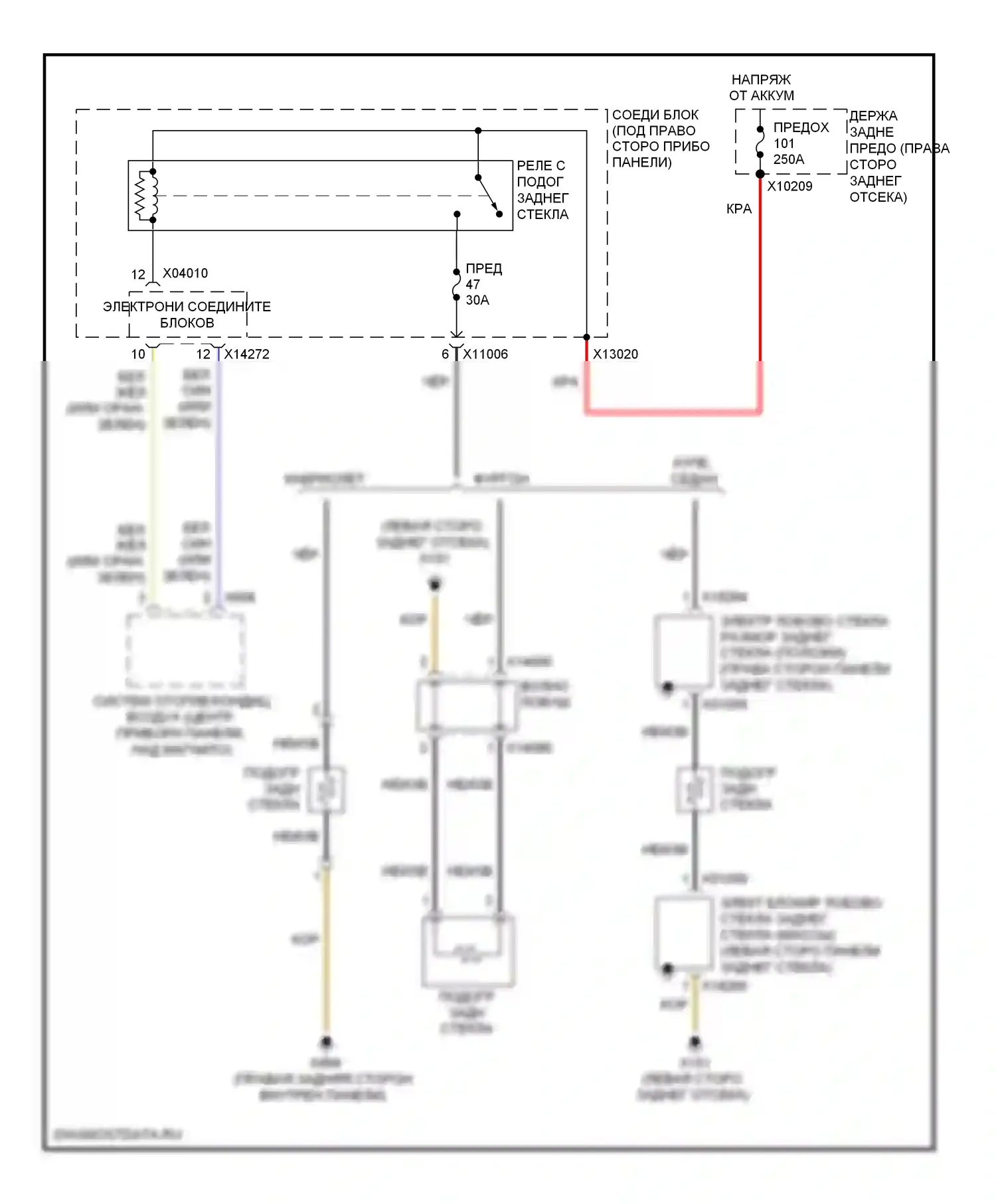 3 серия BMW E90/E91/E92/E93 рестайлинг (2008-2013): Электросхема заднего подогрева 