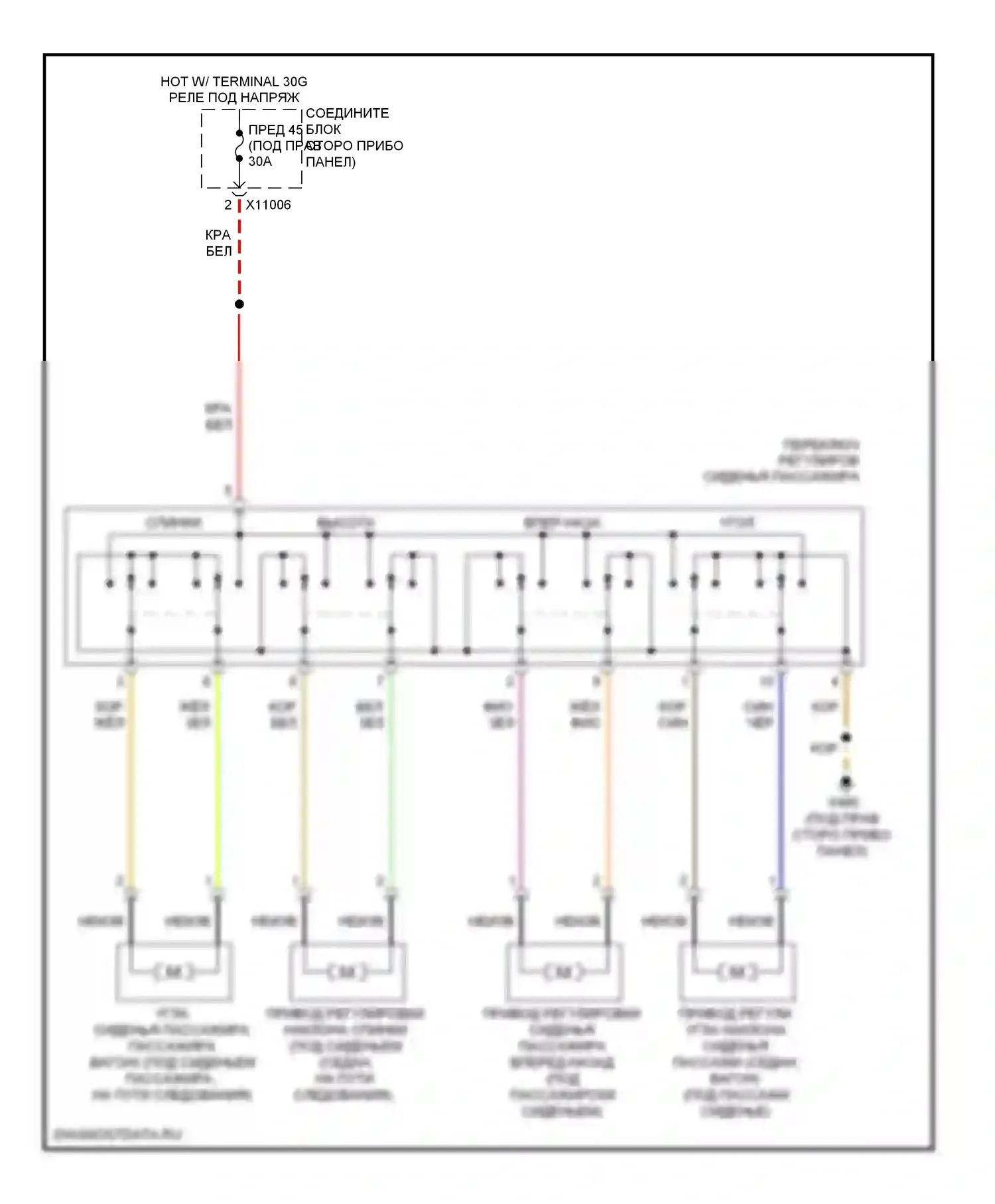 3 серия BMW E90/E91/E92/E93 рестайлинг (2008-2013): Электросхема сиденья питания для пассажиров 