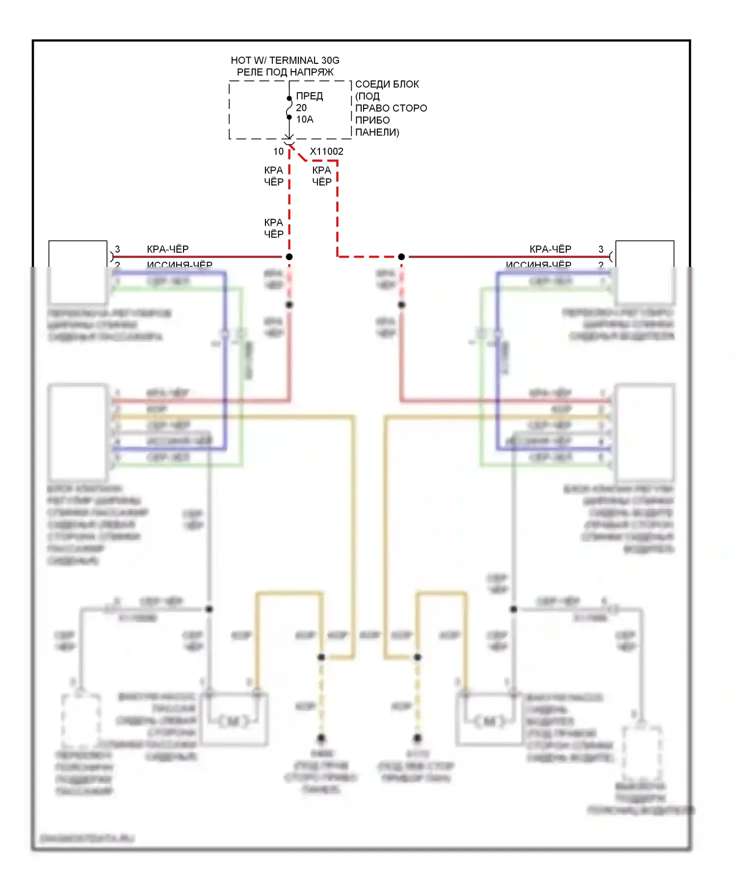 3 серия BMW E90/E91/E92/E93 рестайлинг (2008-2013): Электросхема спортивных сидений 