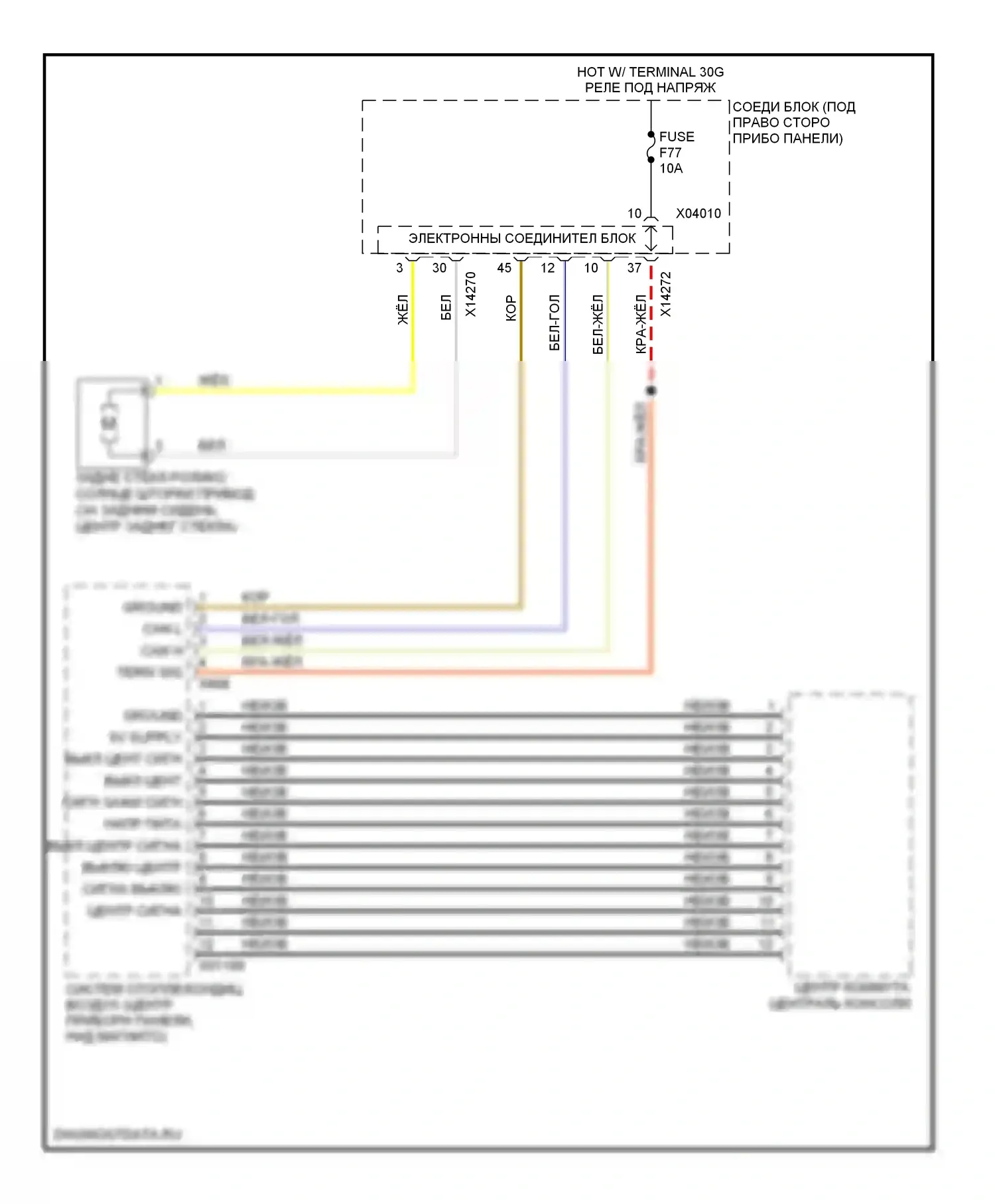 3 серия BMW E90/E91/E92/E93 рестайлинг (2008-2013): Электросхема солнцезащитного козырька заднего стекла 