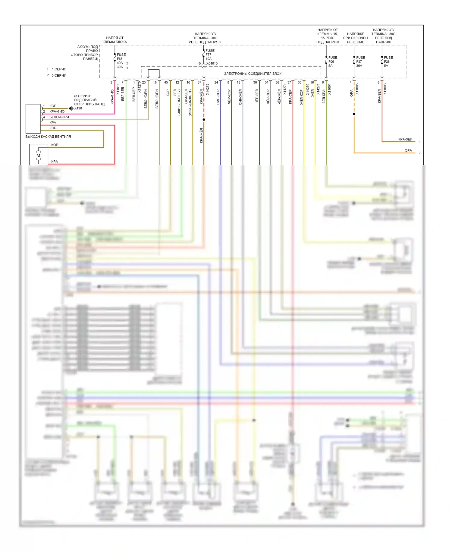3 серия BMW E90/E91/E92/E93 (2005-2010): Электросхема климат контроля (1 из 2) 