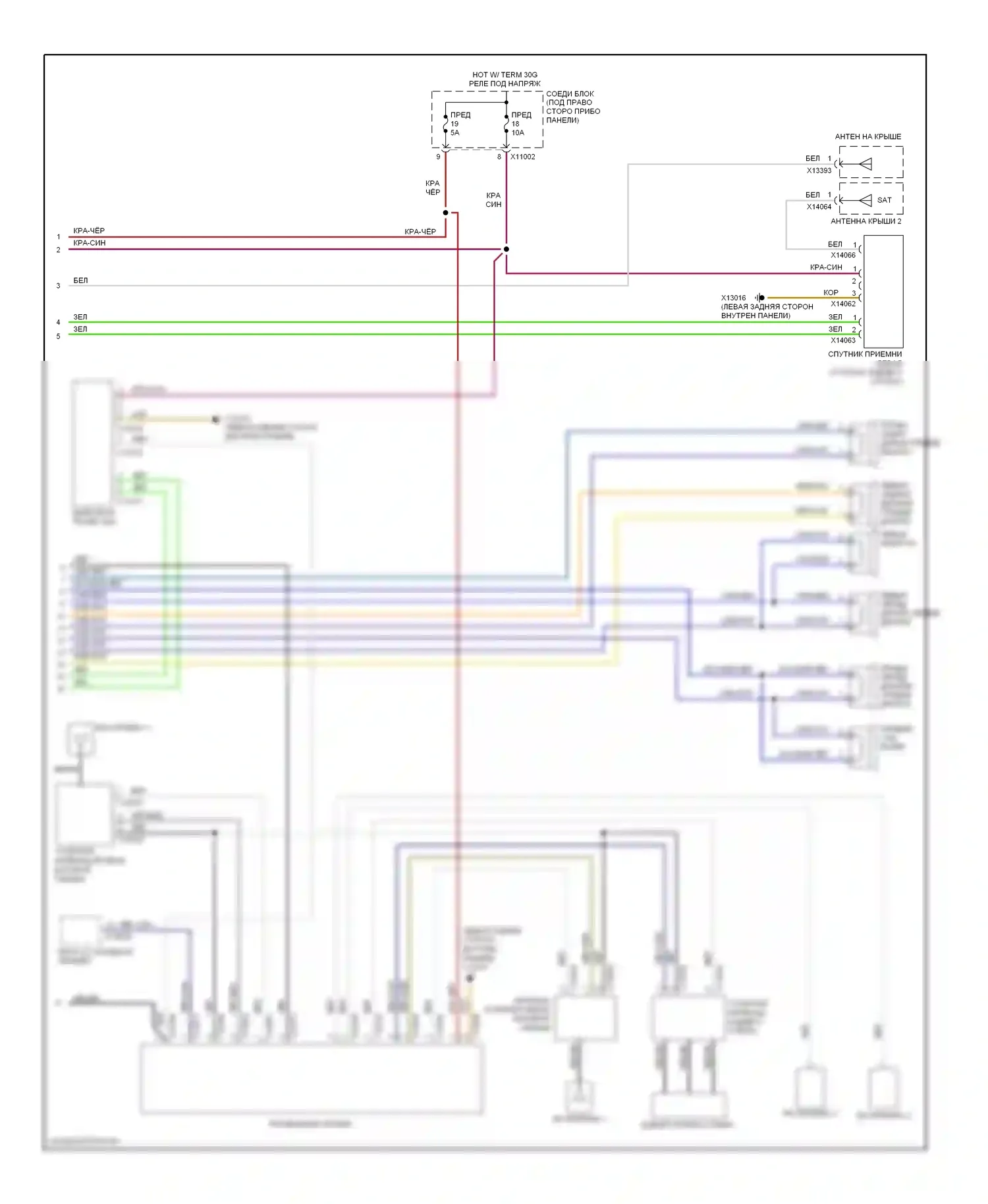 3 серия BMW E90/E91/E92/E93 (2005-2010): Электросхема магнитолы, кабриолет без автомобильного информационного компьютера, базовая магнитола (2 из 2) 