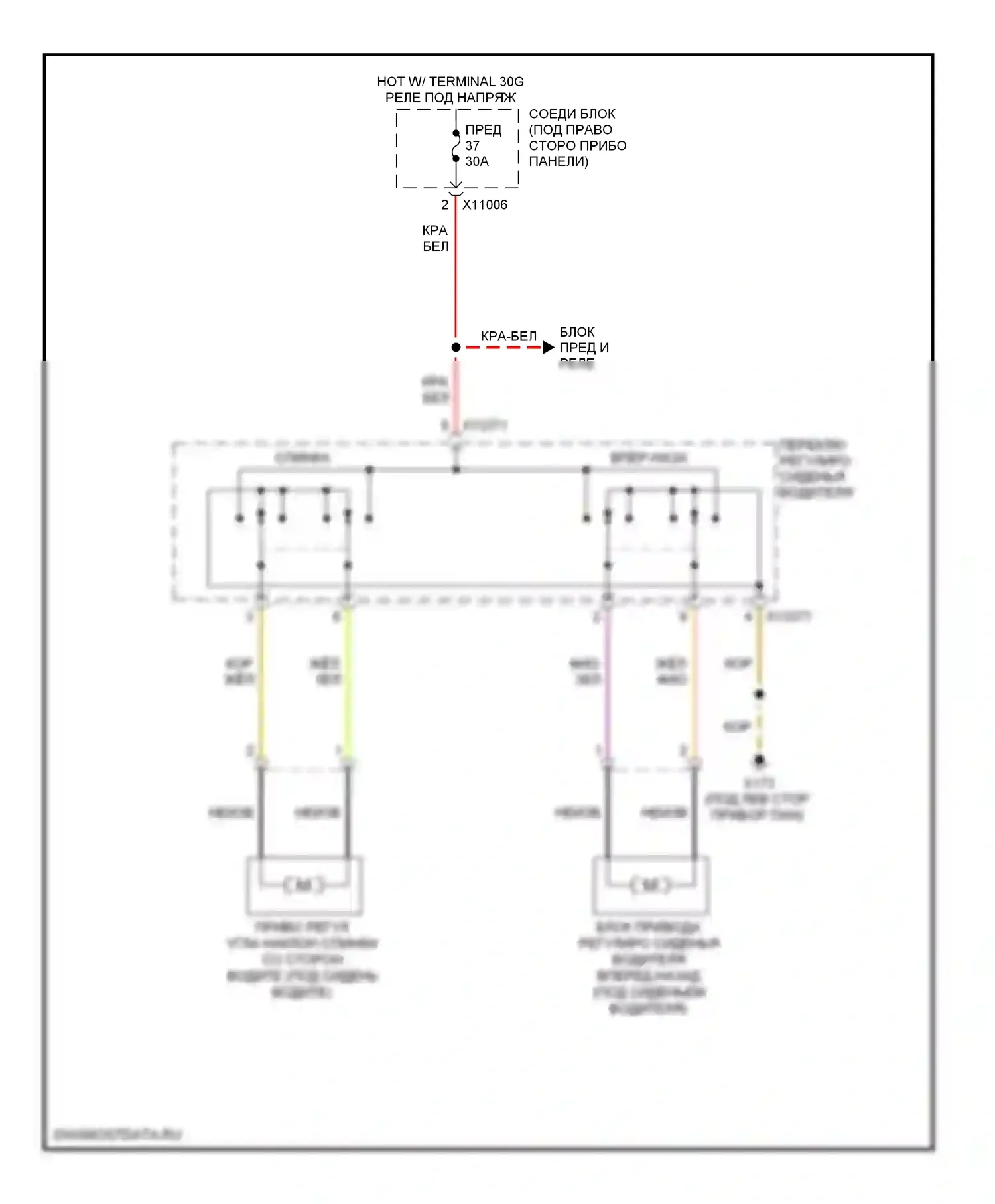 3 серия BMW E90/E91/E92/E93 (2005-2010): Питание водительского сиденья электросхема 