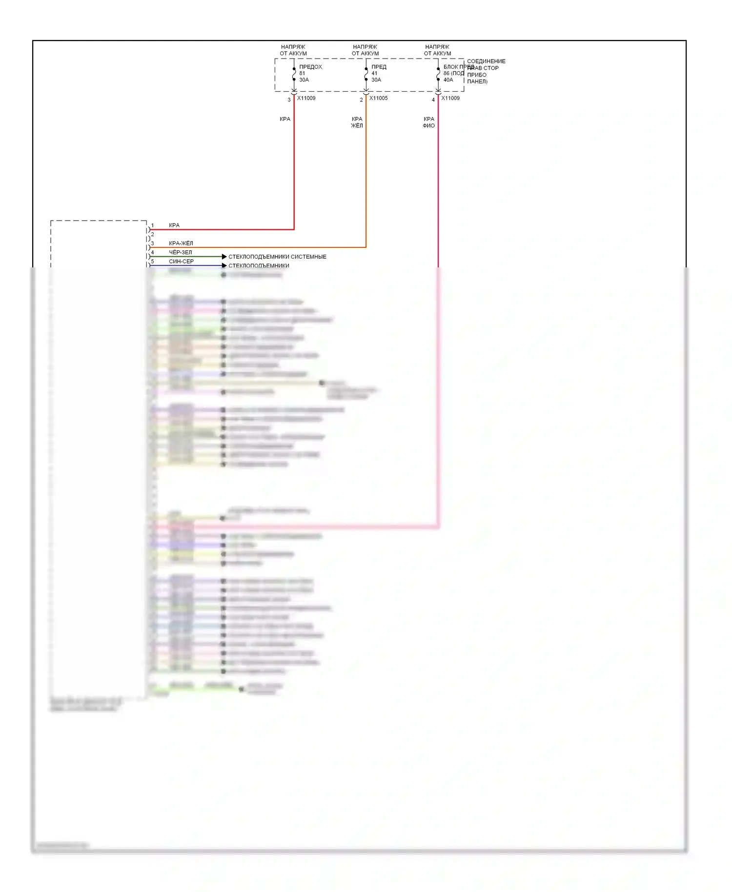 3 серия BMW F30/F31 (2011-2015): Электросхема блока управления пространством для ног (2 из 2) 