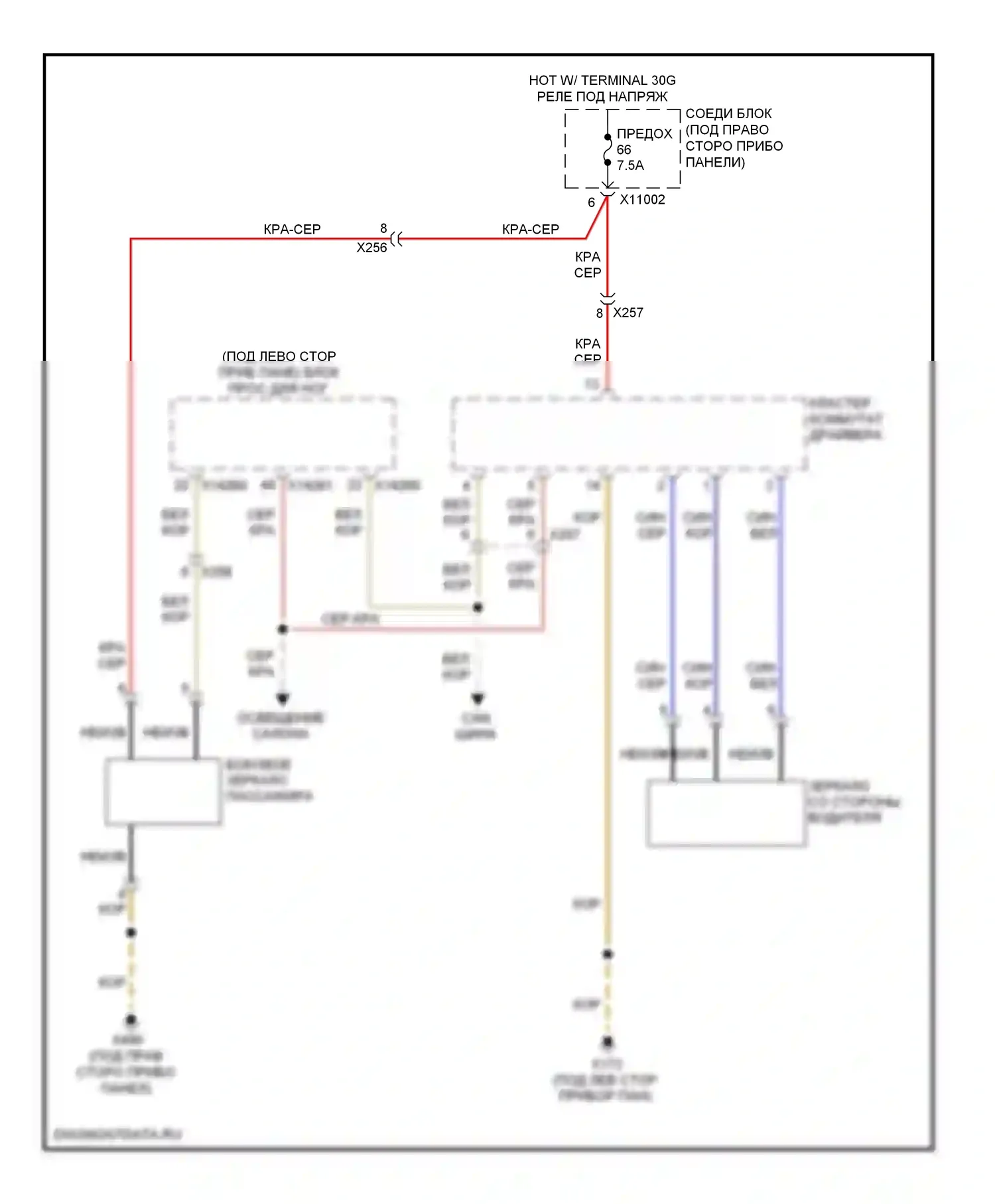3 серия BMW F30/F31 (2011-2015): Электросхема памяти зеркал, без обогреваемых зеркал 