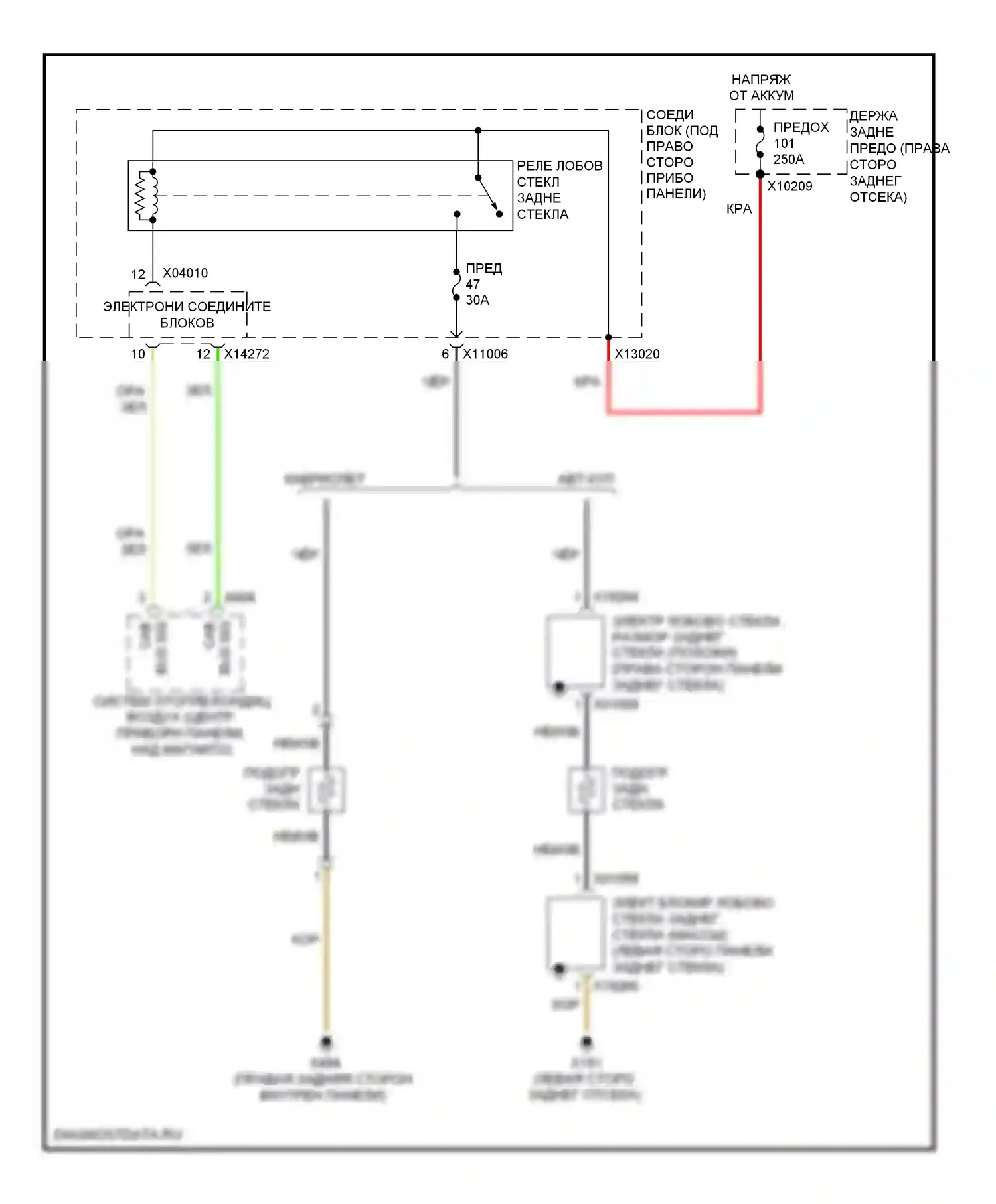 3 серия BMW F30/F31 (2011-2015): Электросхема заднего подогрева, кабриолет 