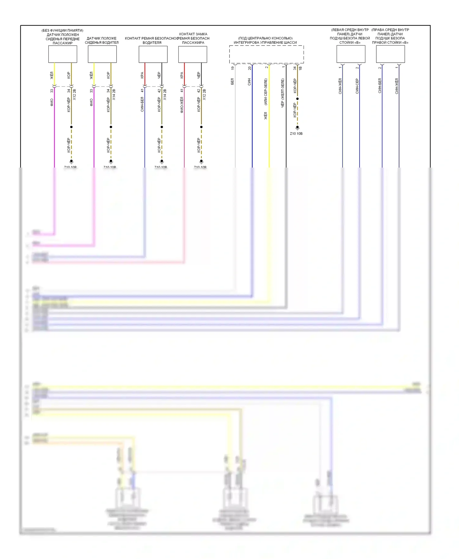 3 серия BMW F30/F31 (2011-2015): Электросхема подушек безопасности (2 из 3) 