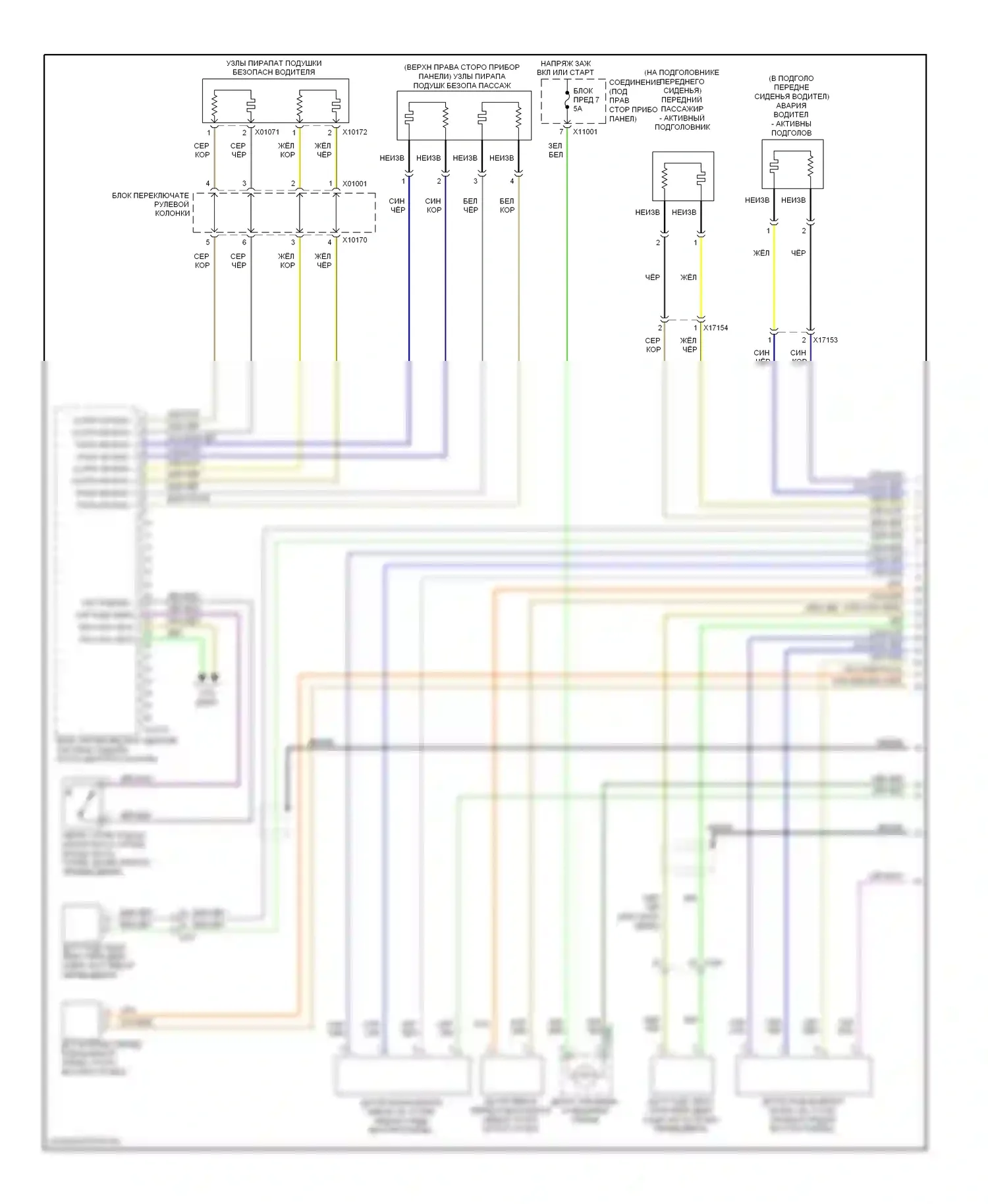 3 серия BMW F30/F31 (2011-2015): Электросхема подушек безопасности, кабриолет (1 из 2) 