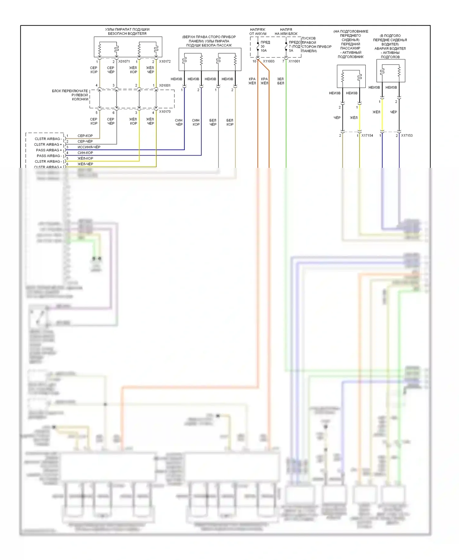 3 серия BMW F30/F31 (2011-2015): Электросхема подушек безопасности, купе (1 из 2) 
