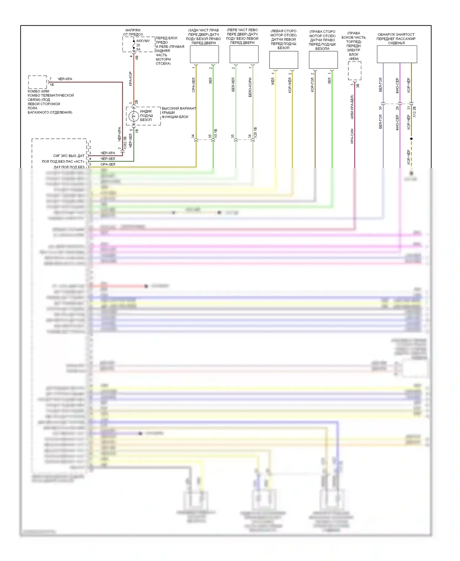 3 серия BMW F30/F31 (2011-2015): Электросхема подушек безопасности, седан (1 из 3) 