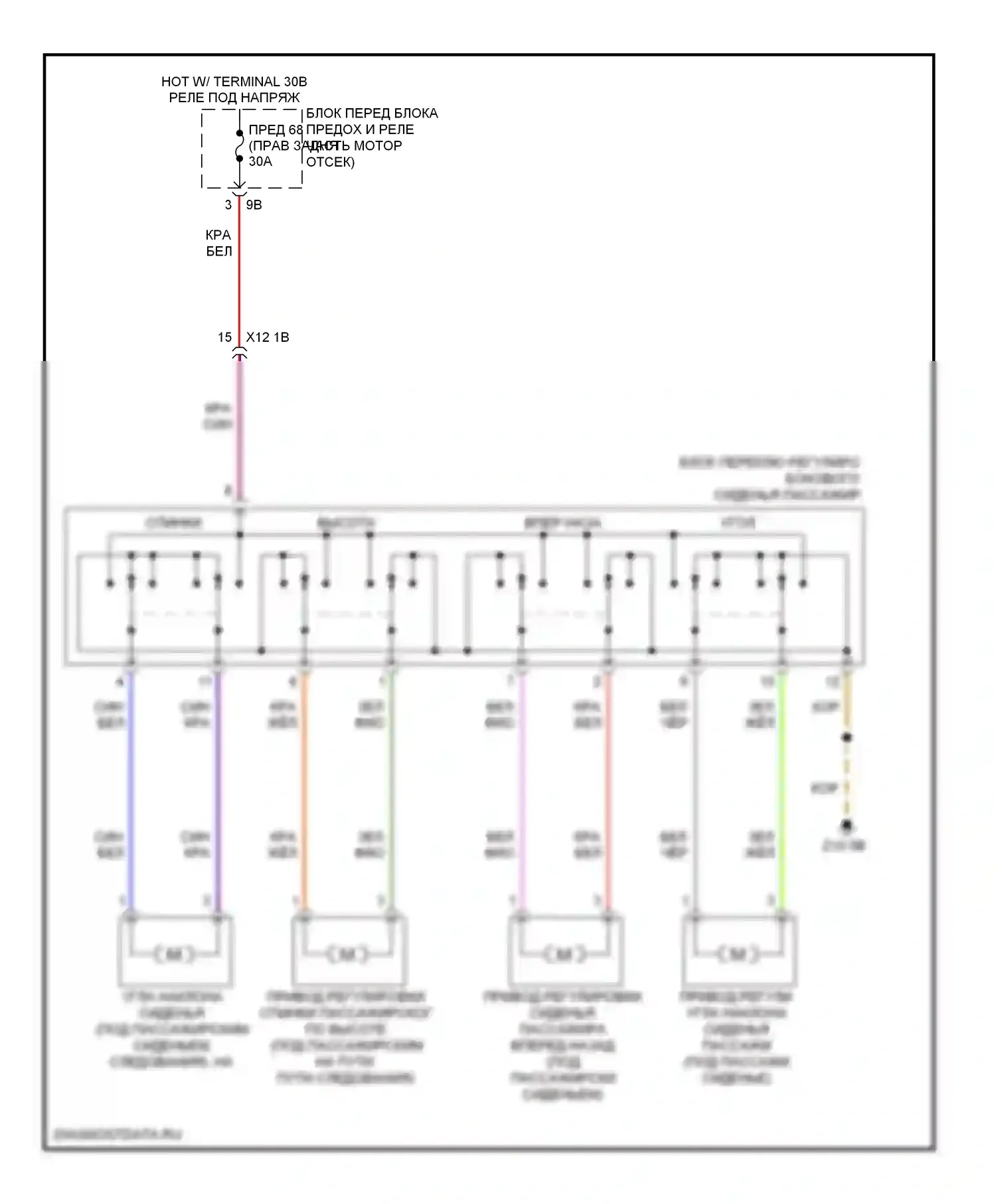 3 серия BMW F30/F31 (2011-2015): Электросхема сиденья пассажира, седан 
