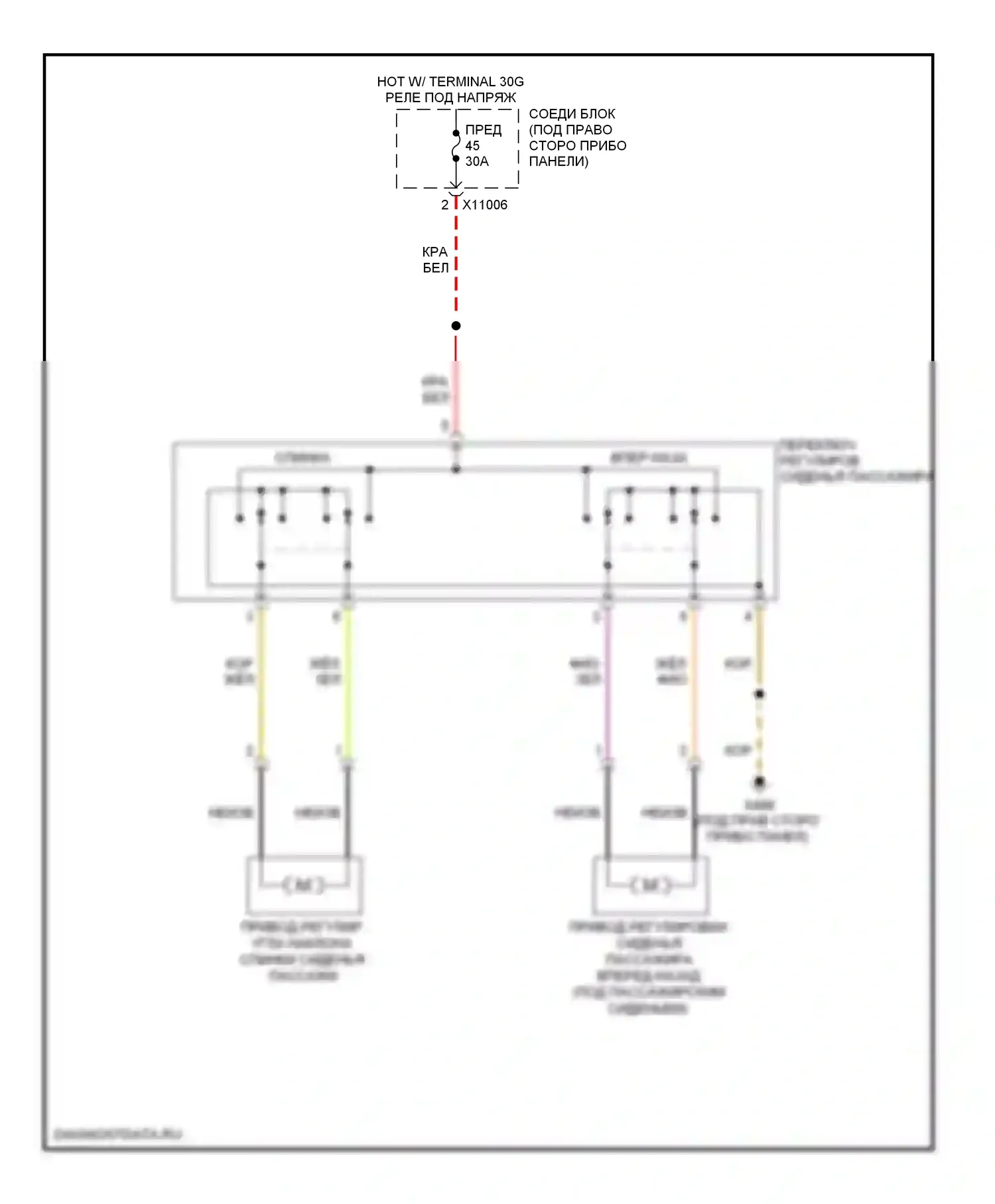 3 серия BMW F30/F31 (2011-2015): Электросхема сиденья питания для пассажиров, за исключением седана 