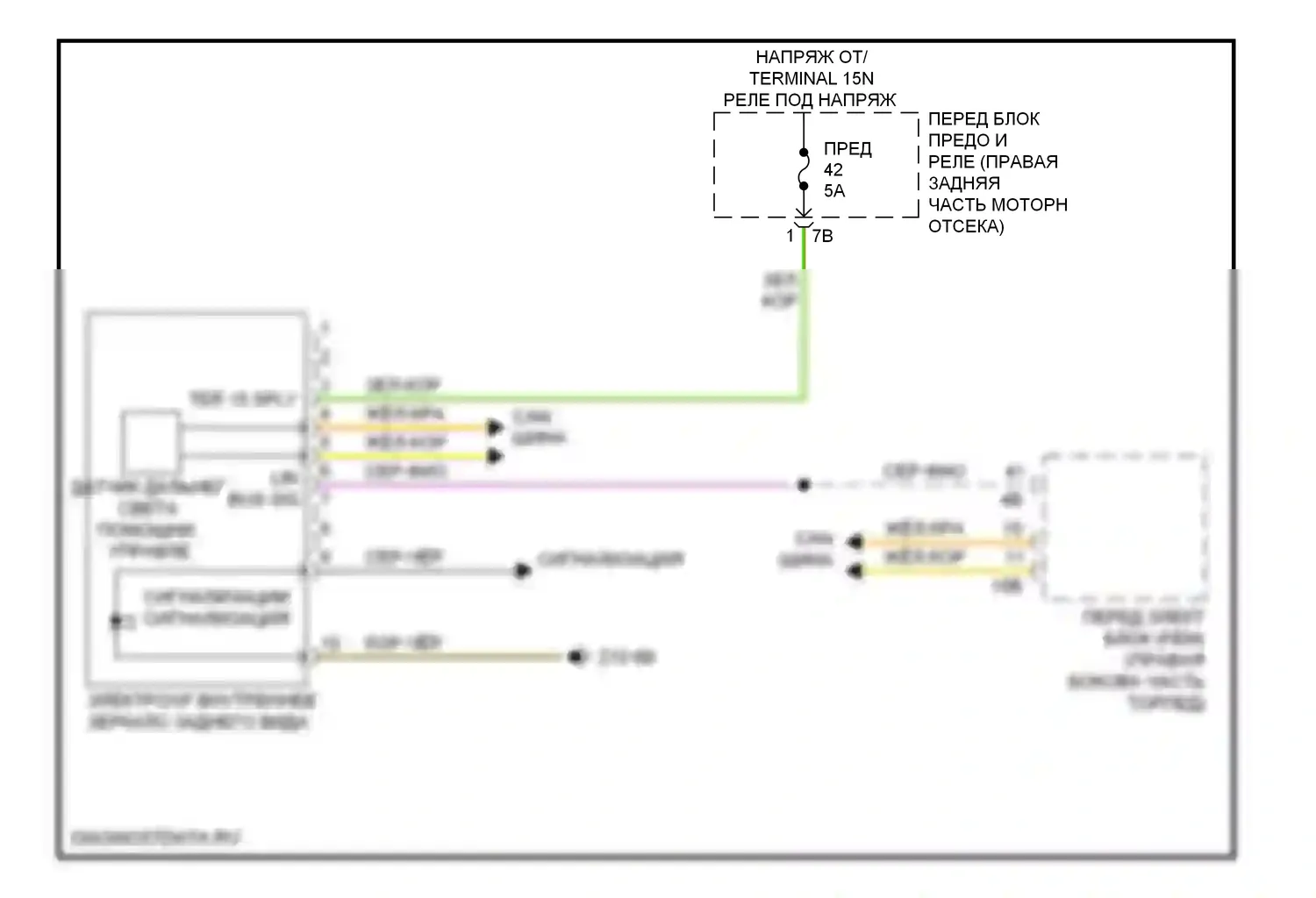 3 серия BMW F30/F31 (2011-2015): Управления зеркалами заднего вида электросхема, седан 