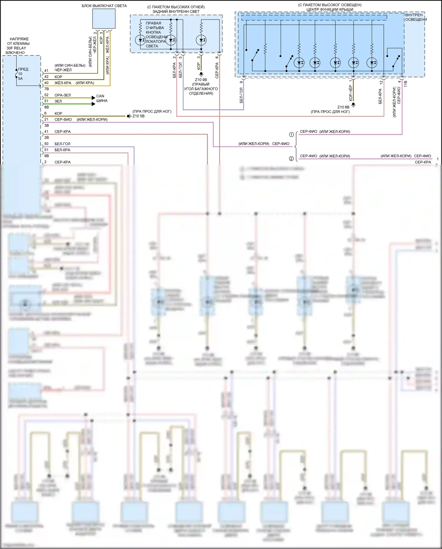 3 серия GT BMW F34 рестайлинг (2015-2020): Электросхема подсветки приборной панели (1 из 2) 