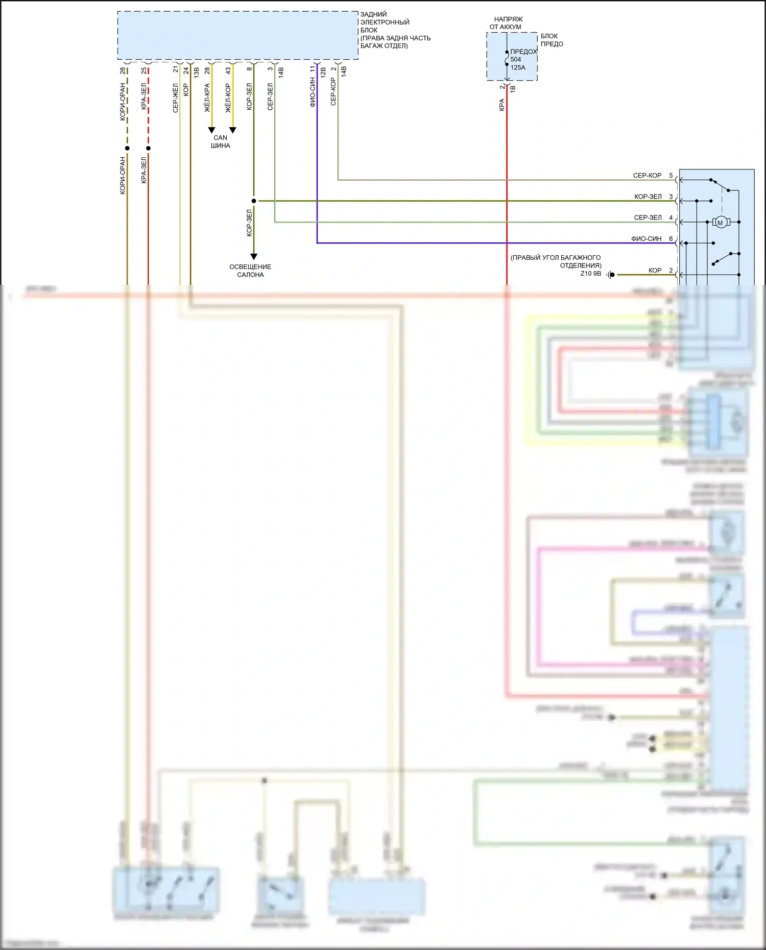 3 серия GT BMW F34 (2011-2016): Электросхема открытия багажника и лючка топливного бака (2 из 2) 