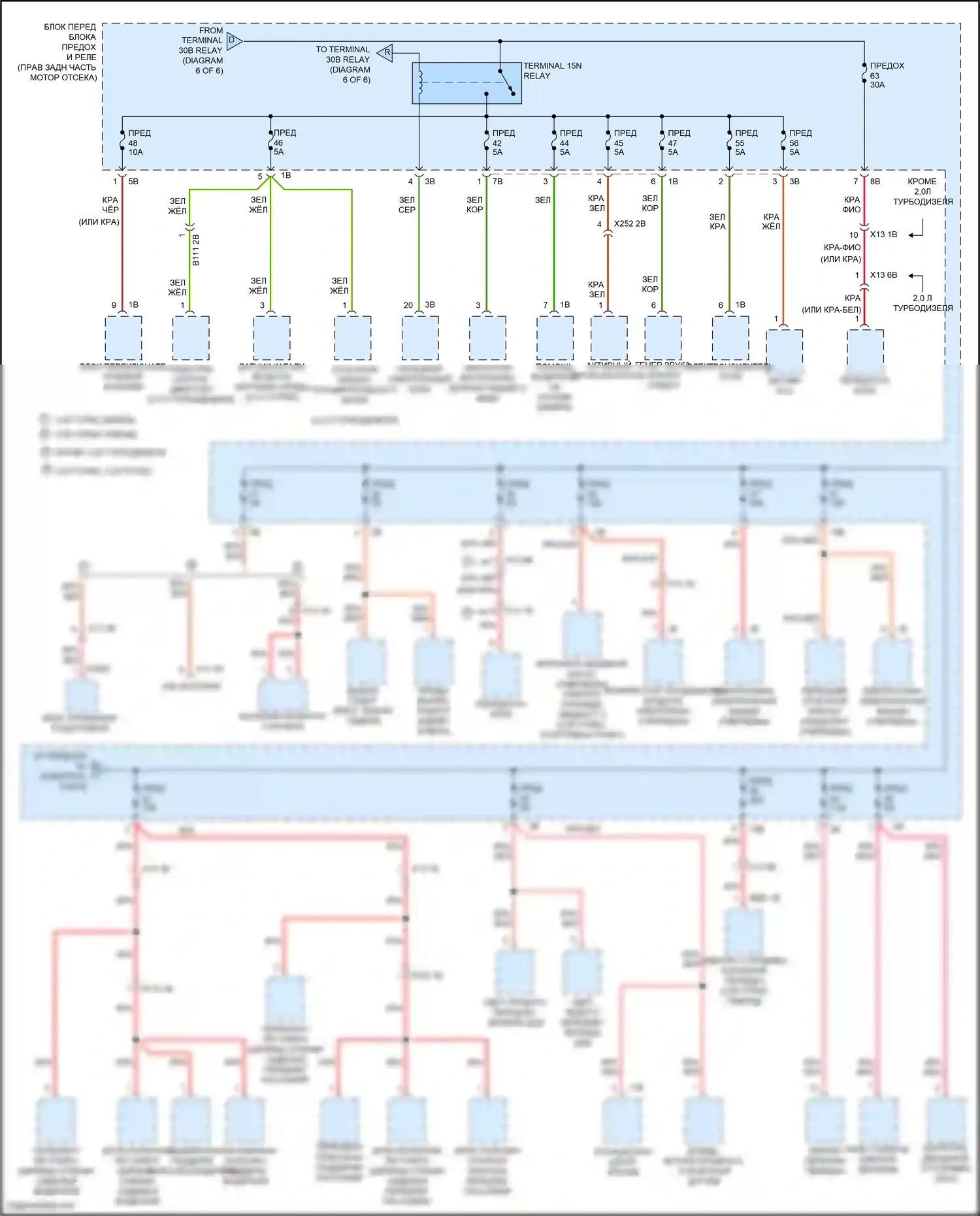 3 серия GT BMW F34 (2011-2016): Электросхема блока предохранителей реле (2 из 6) 
