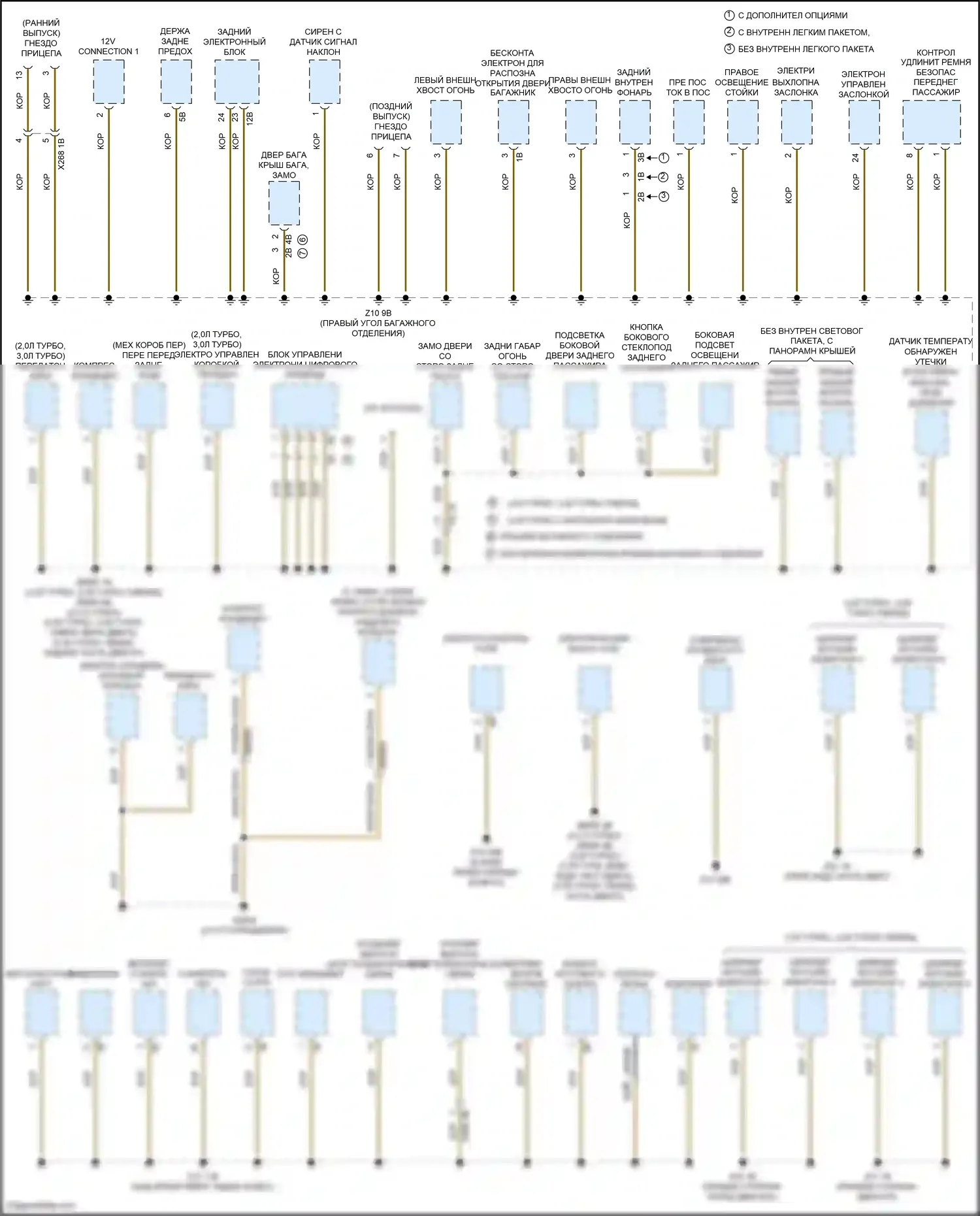 3 серия GT BMW F34 (2011-2016): Электросхема точек подключения масс (3 из 4) 