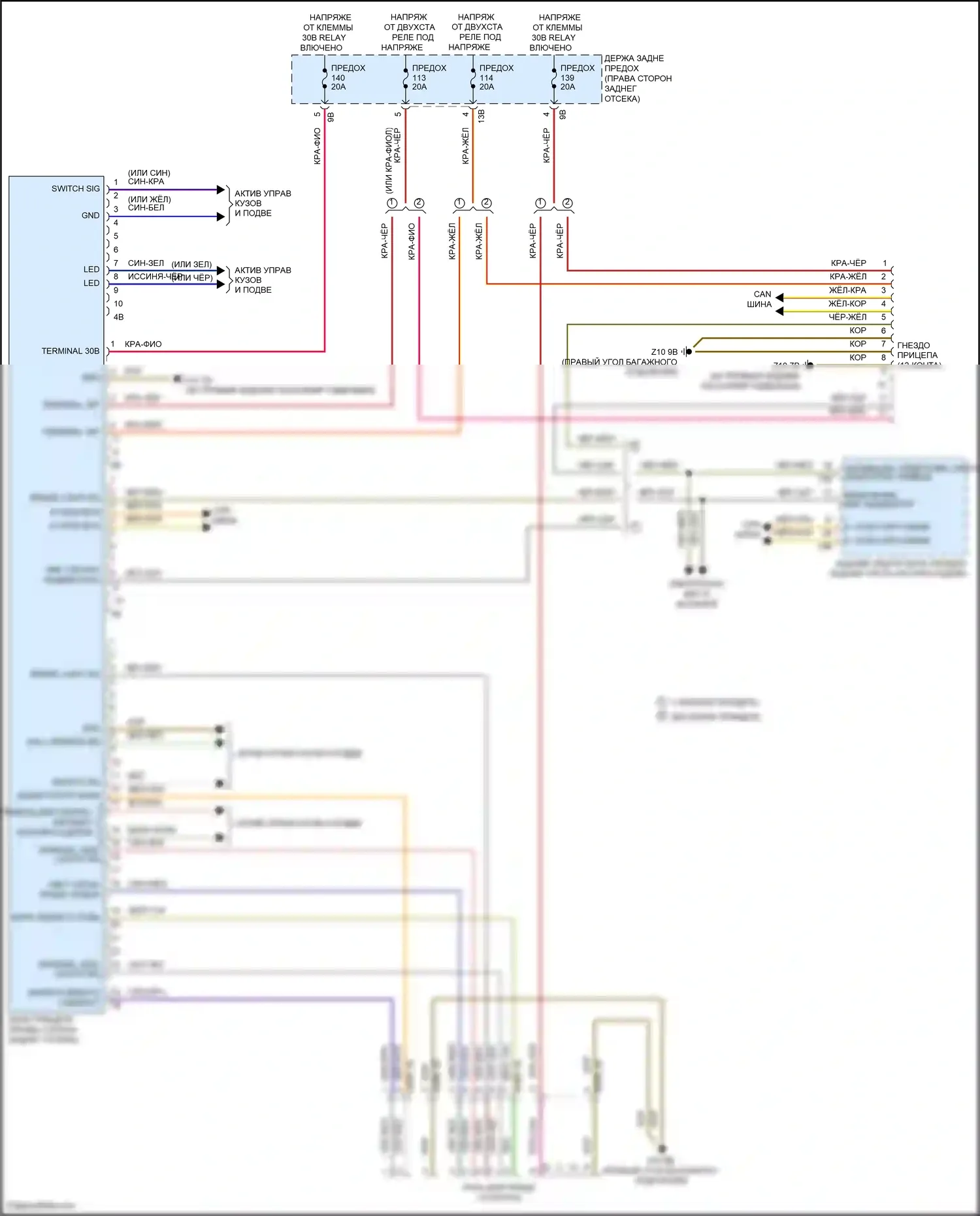 3 серия BMW F30/F31 рестайлинг (2015-2020): Электросхема буксировки прицепа 