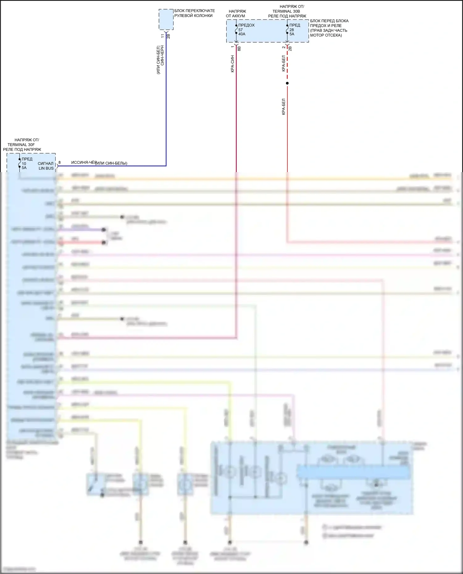 3 серия BMW F30/F31 рестайлинг (2015-2020): Электросхема фар, без светодиодных фар и ксеноновых ламп (1 из 2) 