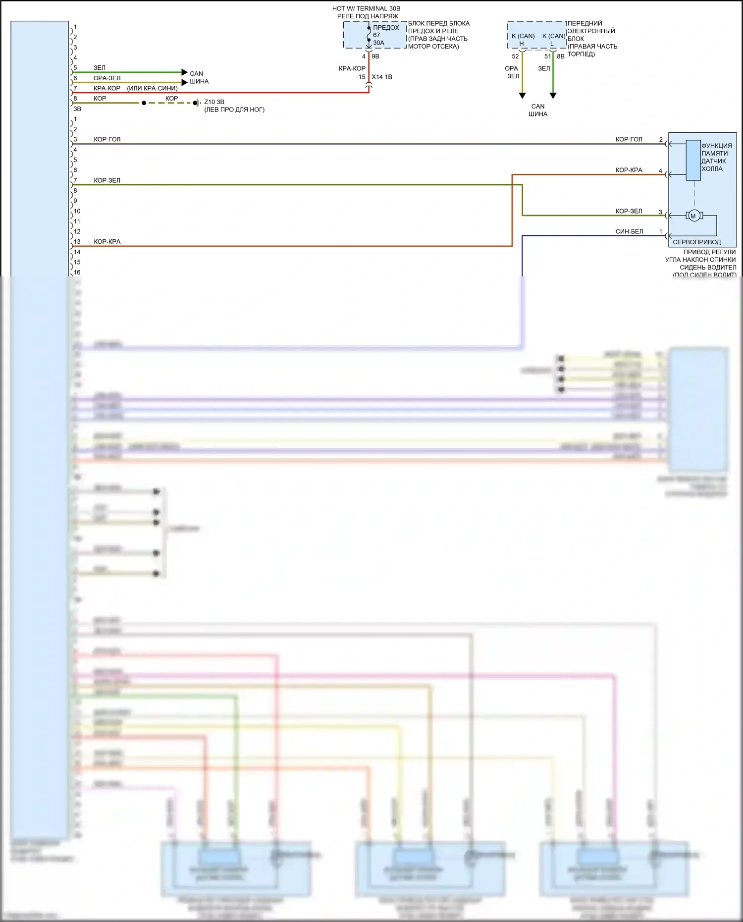 3 серия BMW F30/F31 рестайлинг (2015-2020): Электросхема сиденья памяти водителя 