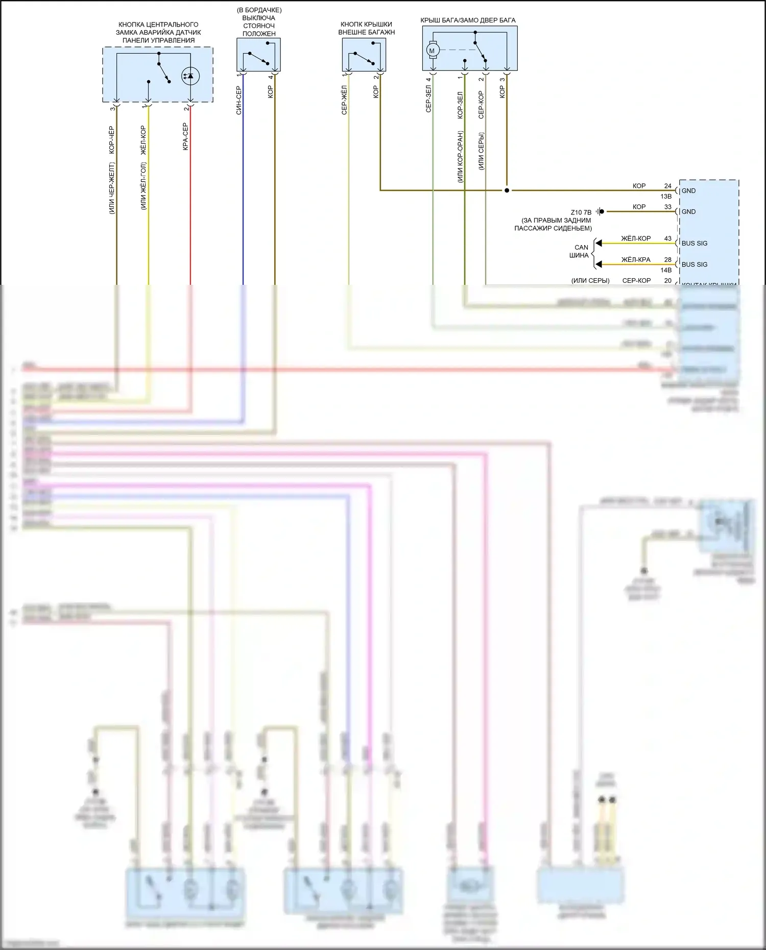 3 серия BMW F30/F31 рестайлинг (2015-2020): Электросхема сигнализации и центрального запирания (2 из 2) 