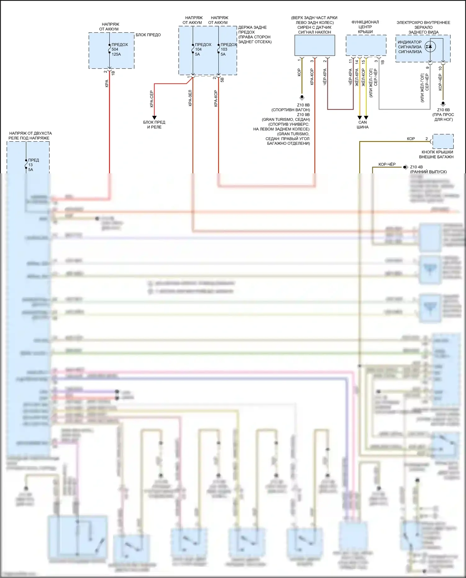 3 серия BMW F30/F31 рестайлинг (2015-2020): Электросхема системы бесключевого доступа (1 из 2) 