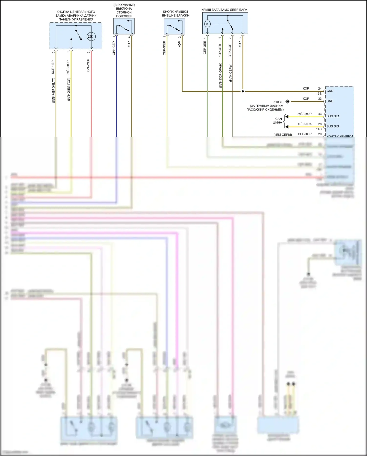 3 серия BMW F30/F31 рестайлинг (2015-2020): Электросхема центрального замка (2 из 2) 