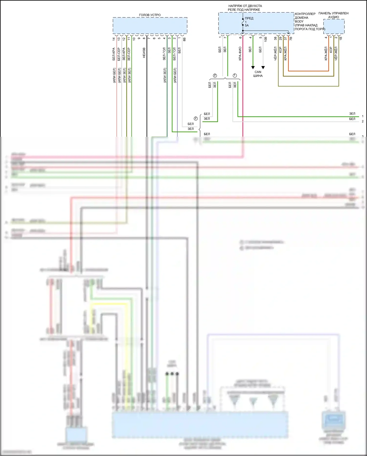 3 серия BMW G20/G21 рестайлинг (2022-2024): Электросхема аудиоблока приемника, высокий уровень (4 из 7) 