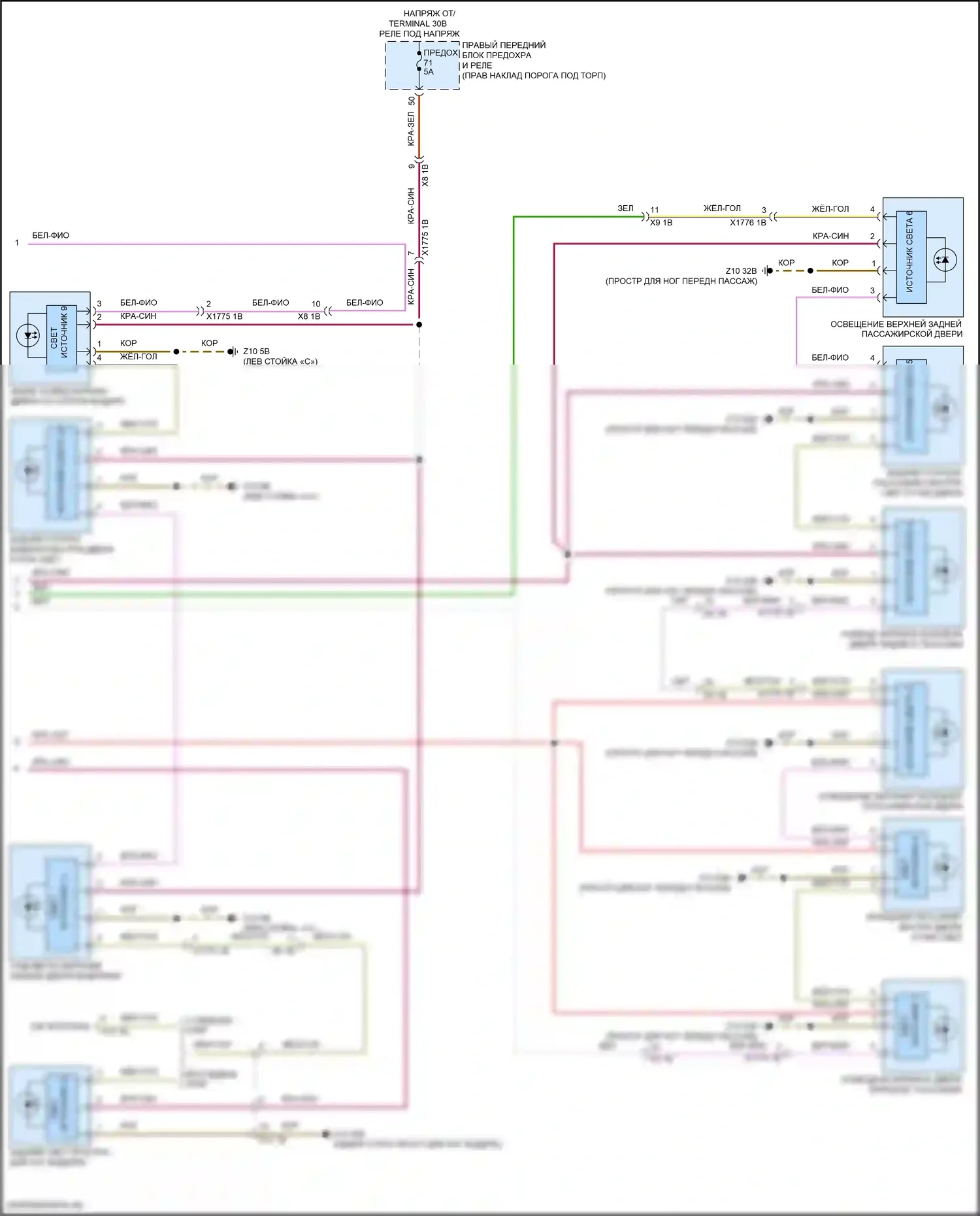 3 серия BMW G20/G21 рестайлинг (2022-2024): Электросхема освещения салона (4 из 4) 