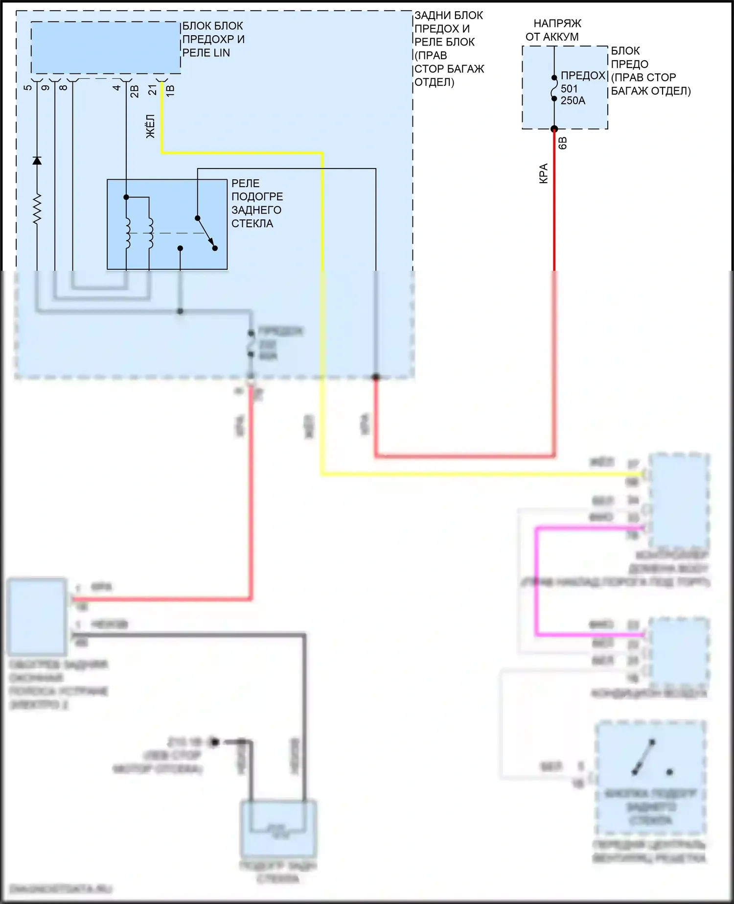 3 серия BMW G20/G21 рестайлинг (2022-2024): Электросхема заднего подогрева 