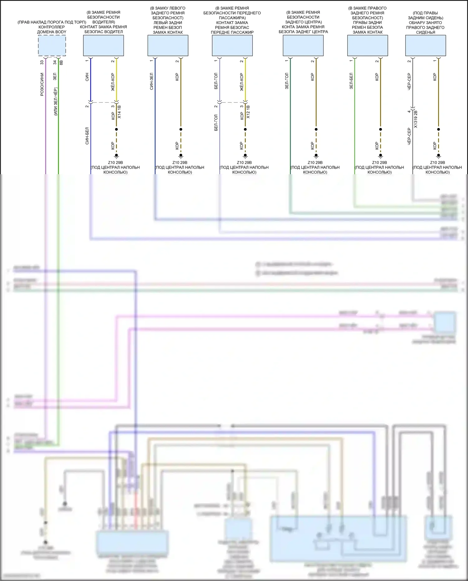 3 серия BMW G20/G21 рестайлинг (2022-2024): Электросхема подушек безопасности (2 из 4) 