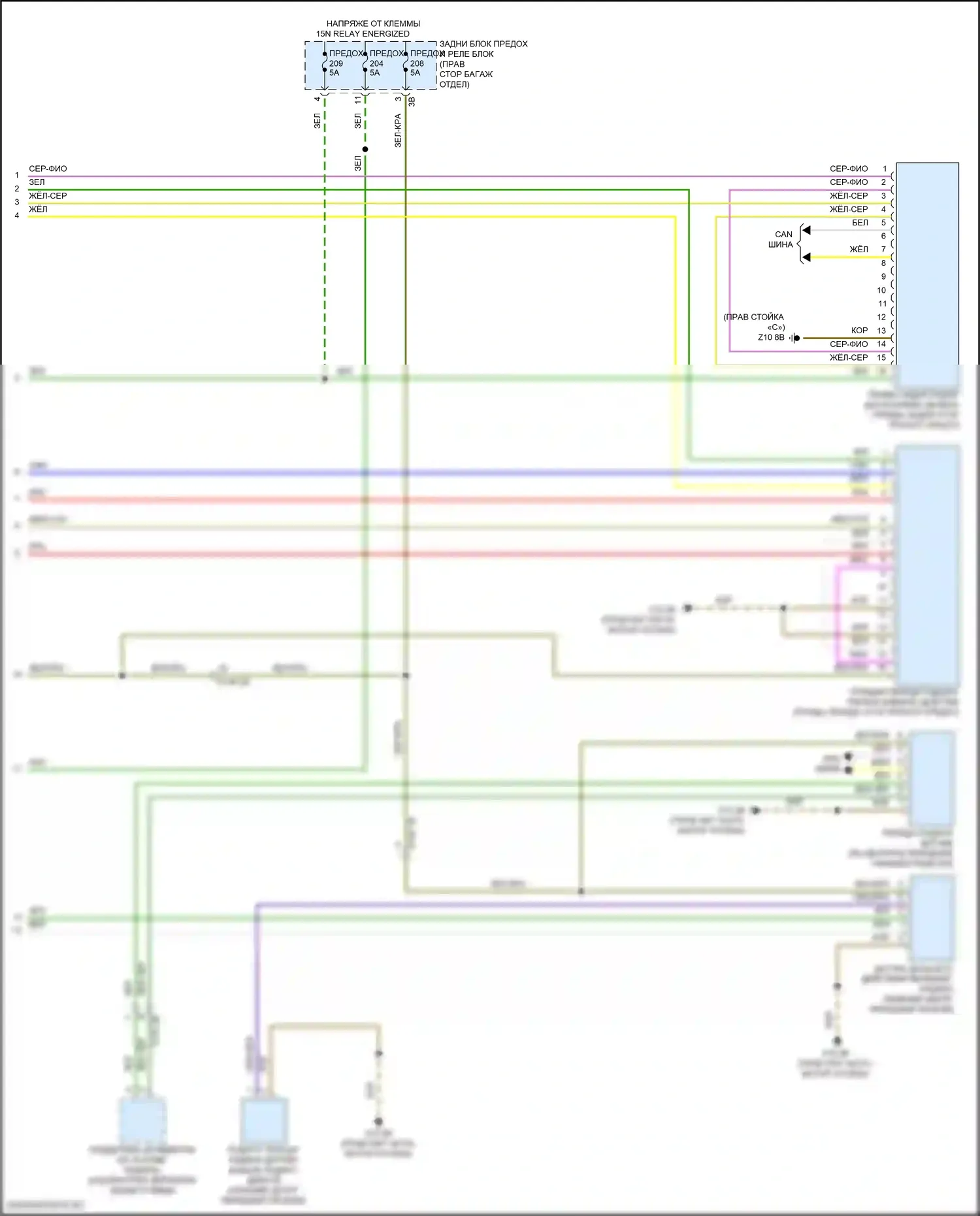 3 серия BMW G20/G21 рестайлинг (2022-2024): Электросхема мониторинга в слепой зоне (2 из 2) 