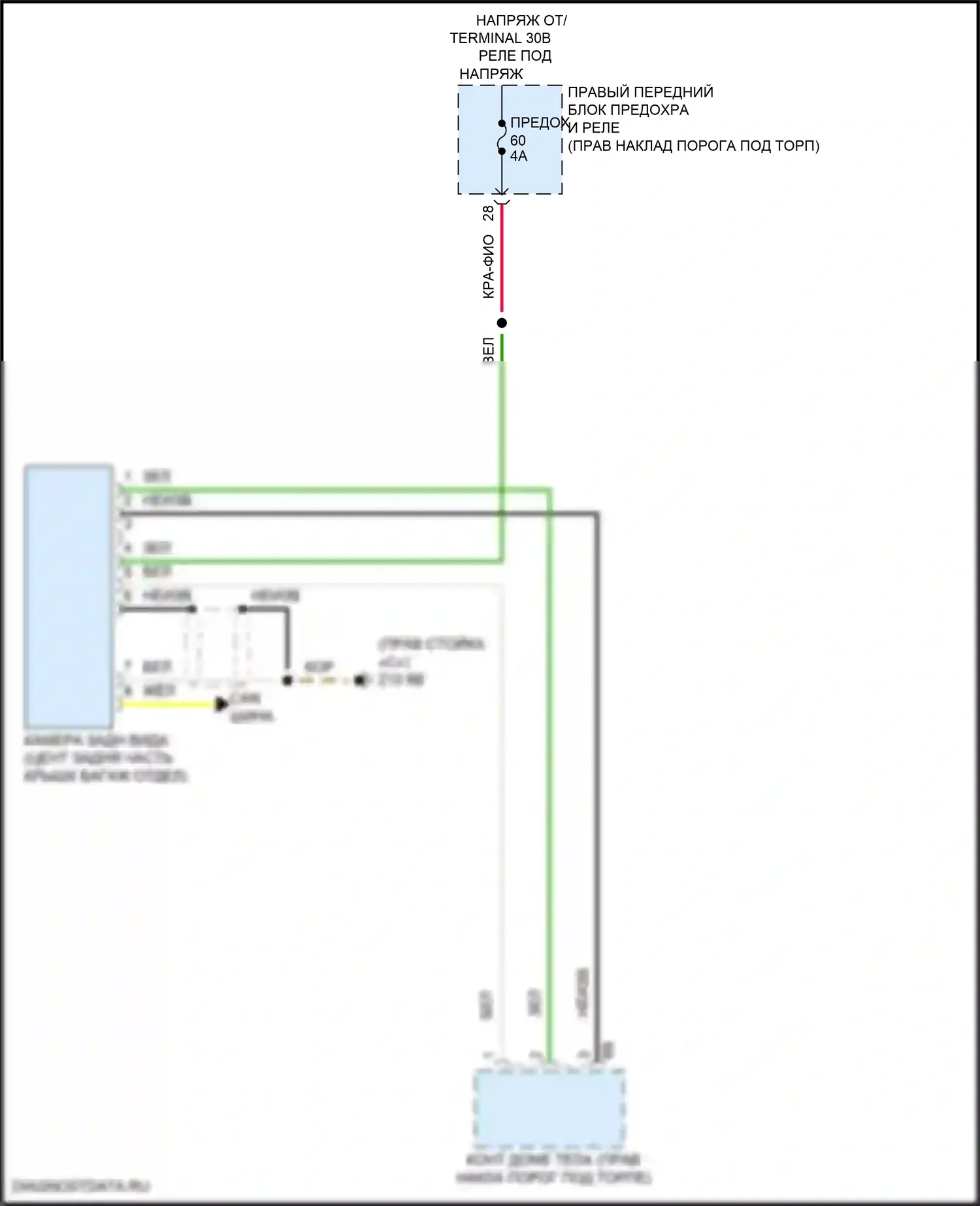 3 серия BMW G20/G21 рестайлинг (2022-2024): Электросхема задней камеры 