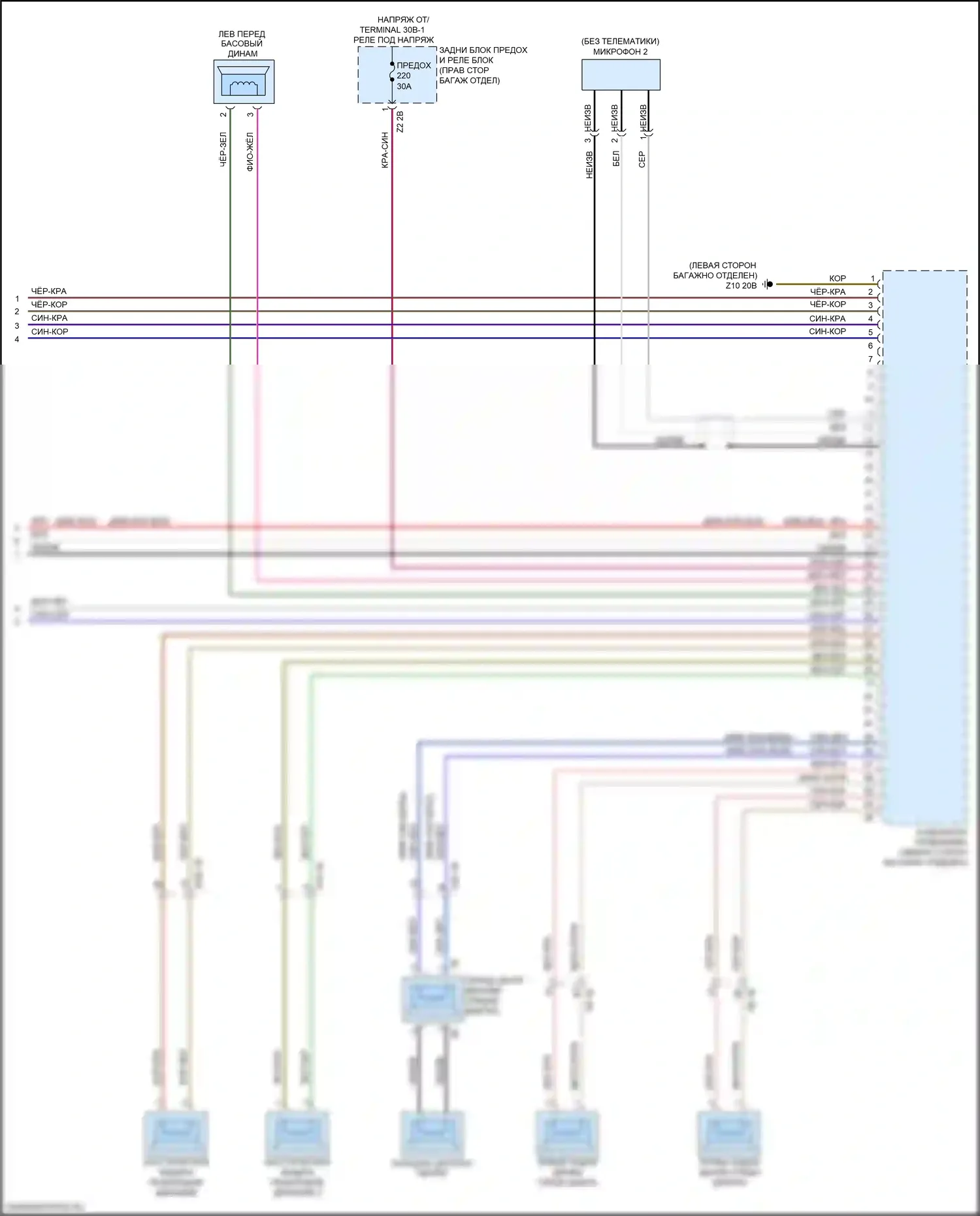 3 серия BMW G20/G21 (2018-2023): Электросхема аудиоблока приемника, средний уровень (6 из 6) 