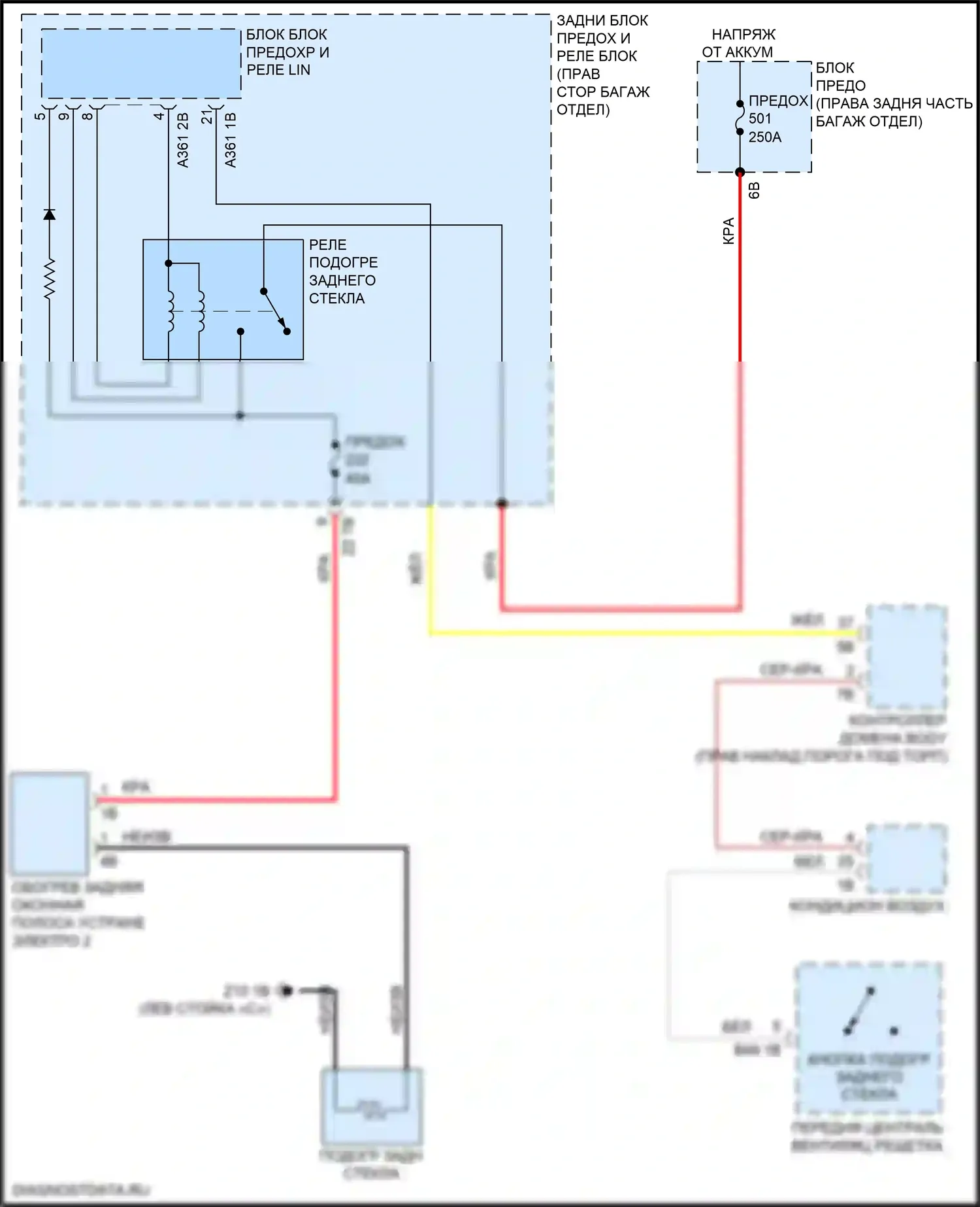 3 серия BMW G20/G21 (2018-2023): Электросхема заднего подогрева 