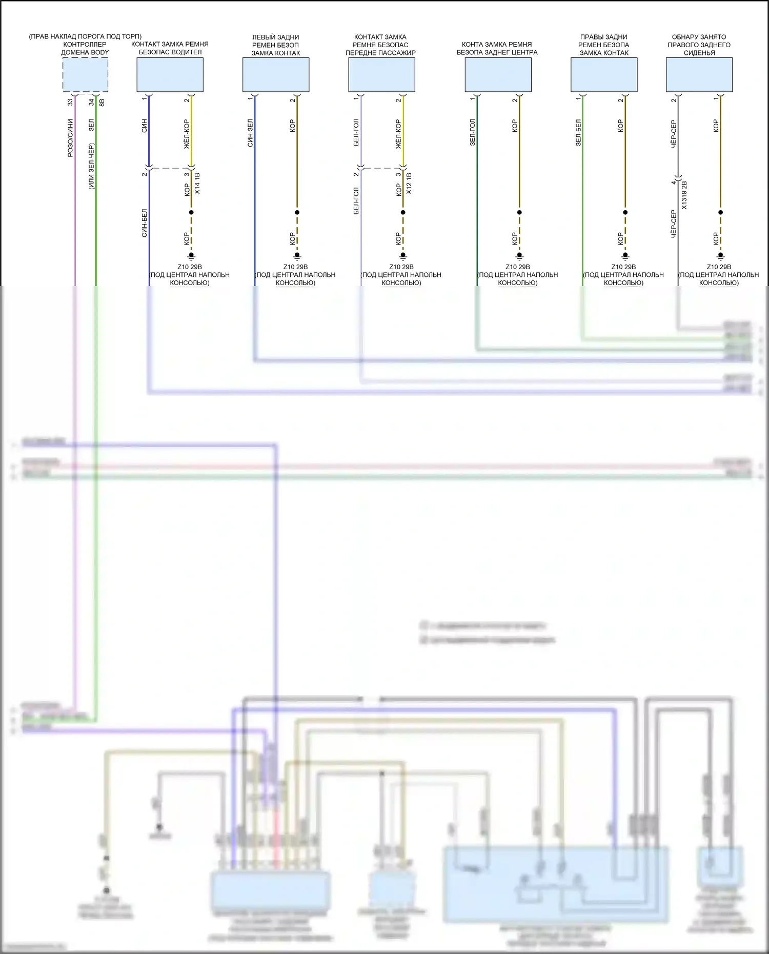 3 серия BMW G20/G21 (2018-2023): Электросхема подушек безопасности (2 из 4) 