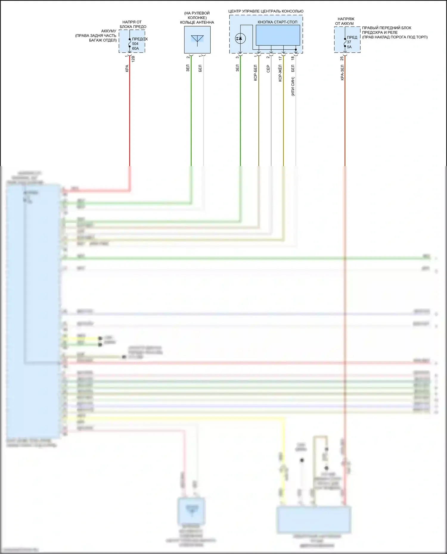3 серия BMW G20/G21 (2018-2023): Электросхема системы бесключевого доступа (1 из 2) 