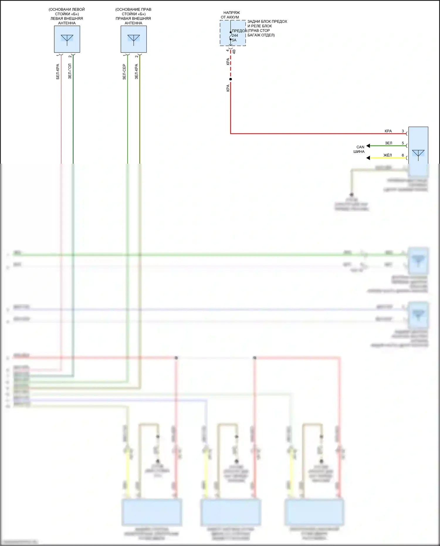 3 серия BMW G20/G21 (2018-2023): Электросхема системы бесключевого доступа (2 из 2) 