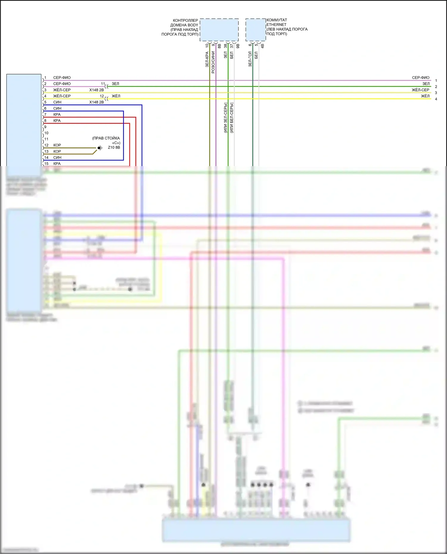 3 серия BMW G20/G21 (2018-2023): Электросхема мониторинга в слепой зоне (1 из 2) 