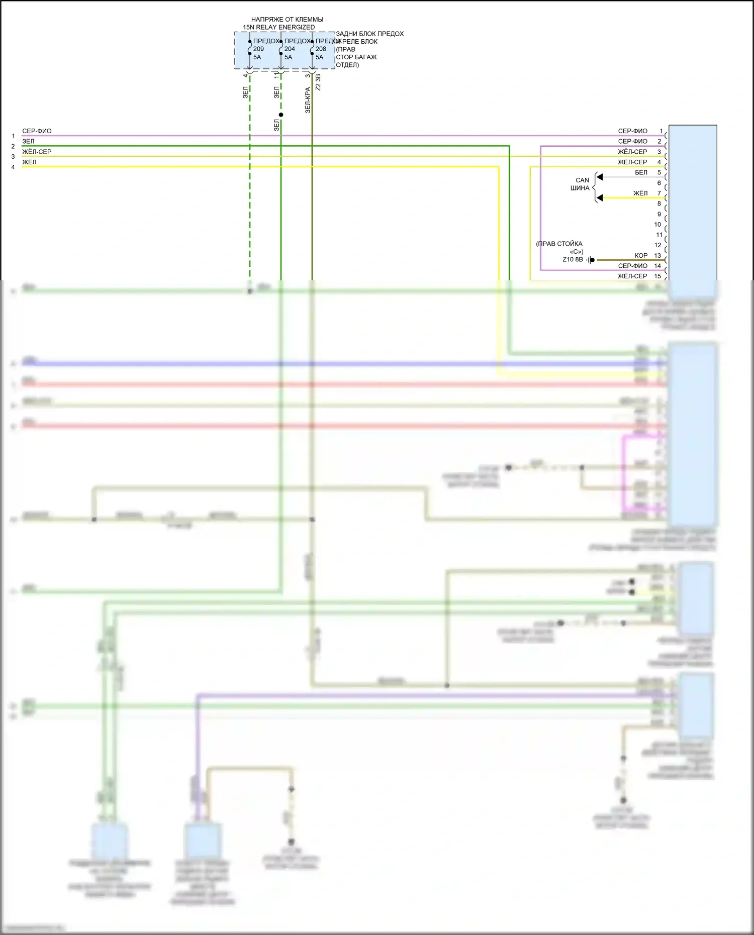 3 серия BMW G20/G21 (2018-2023): Электросхема мониторинга в слепой зоне (2 из 2) 