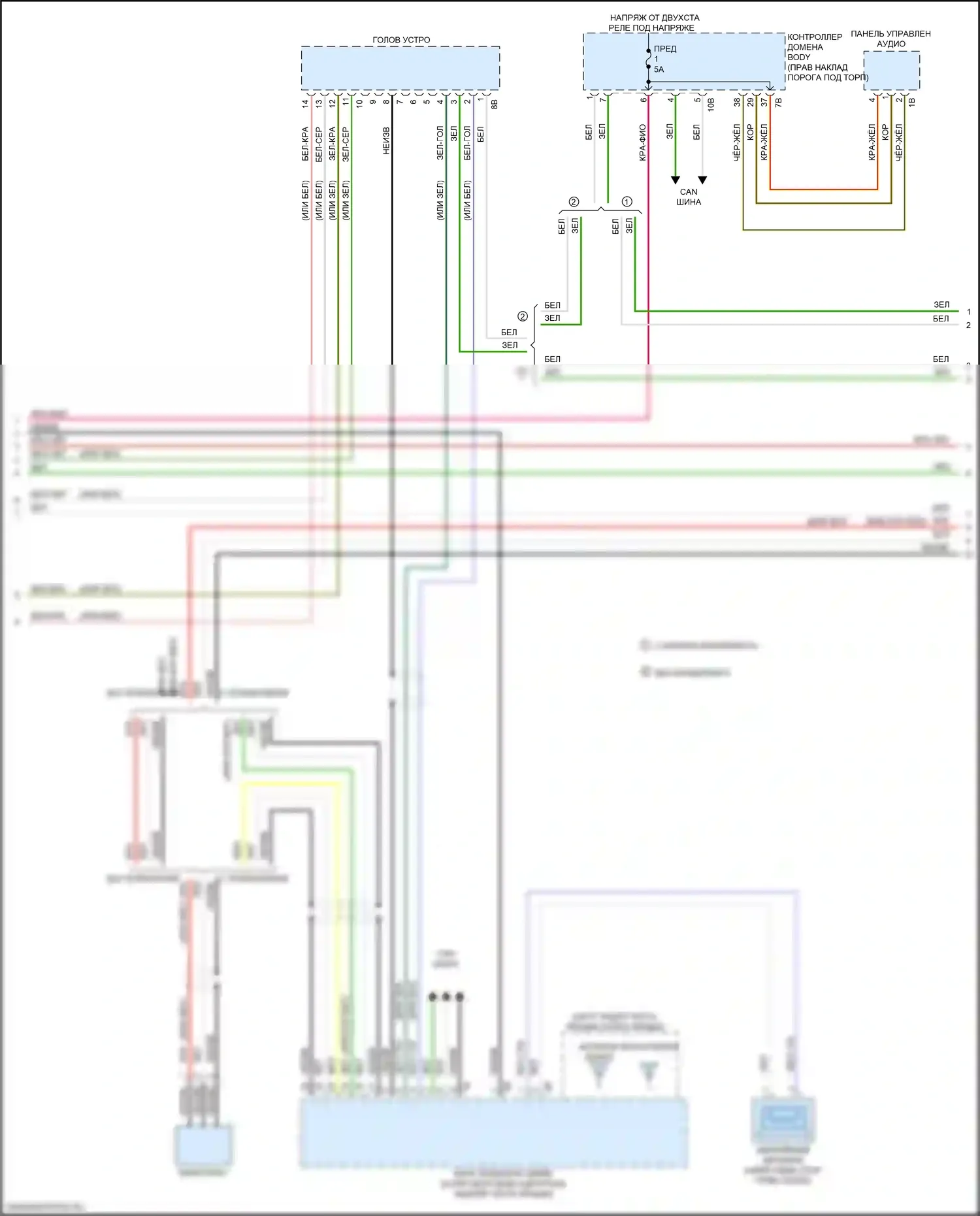 3 серия BMW G20/G21 (2018-2023): Электросхема навигации, высокий уровень с аудиоблоком приемника (3 из 6) 