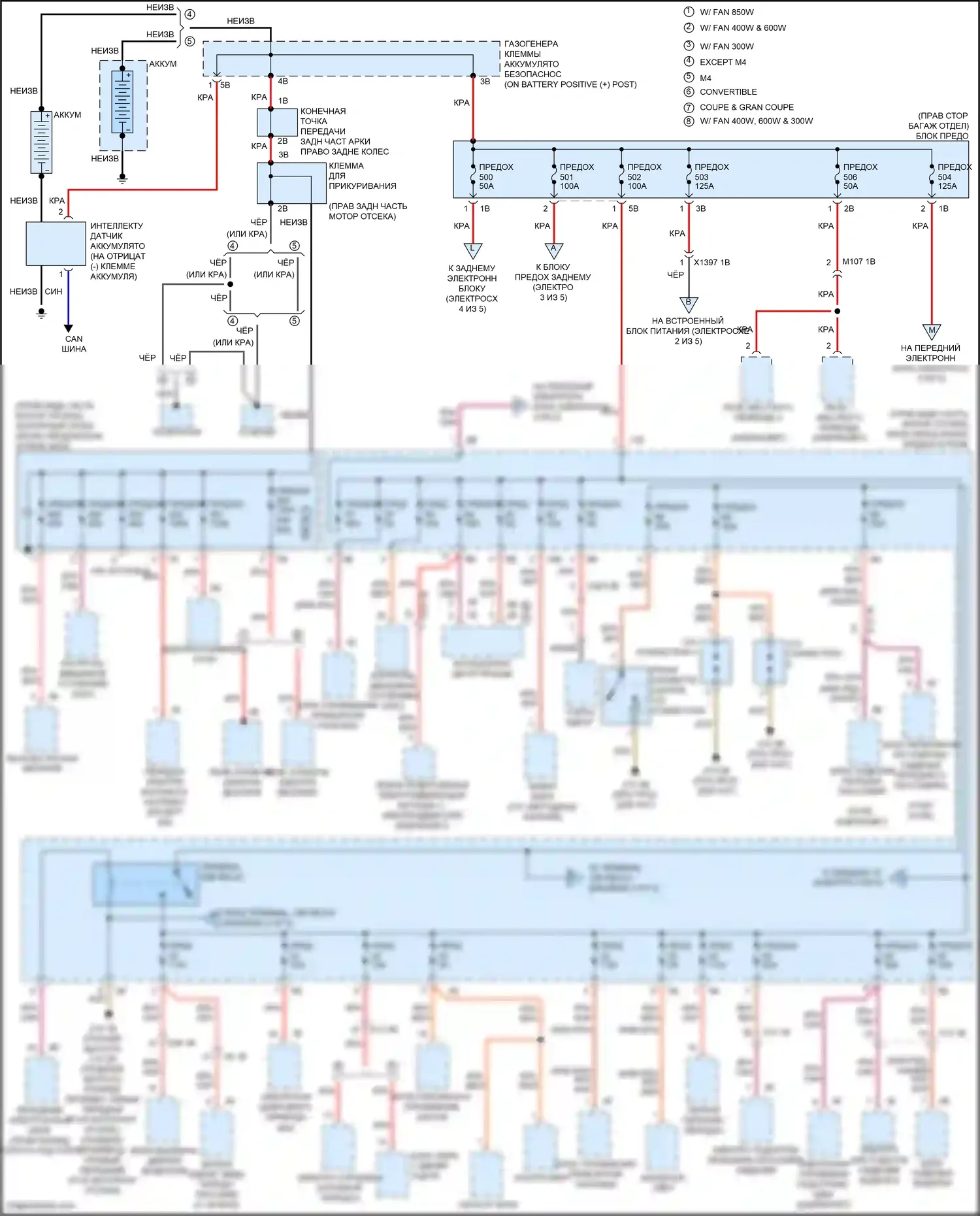 4 серия Gran Coupe BMW F36 рестайлинг (2017-2020): Электросхема блока предохранителей реле (1 из 5) 