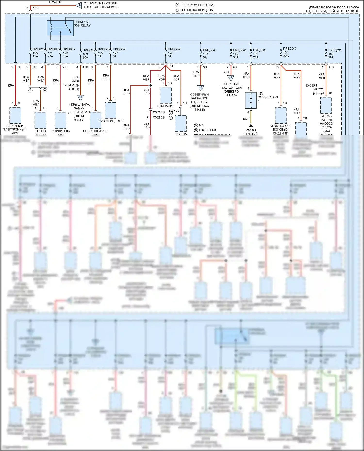 4 серия Gran Coupe BMW F36 рестайлинг (2017-2020): Электросхема блока предохранителей реле (3 из 5) 