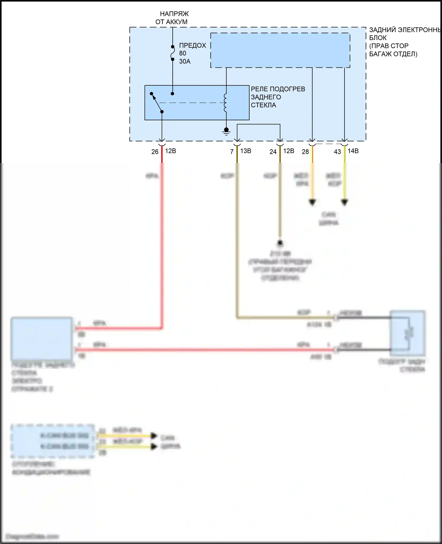 4 серия Gran Coupe BMW F36 рестайлинг (2017-2020): Электросхема заднего подогрева 