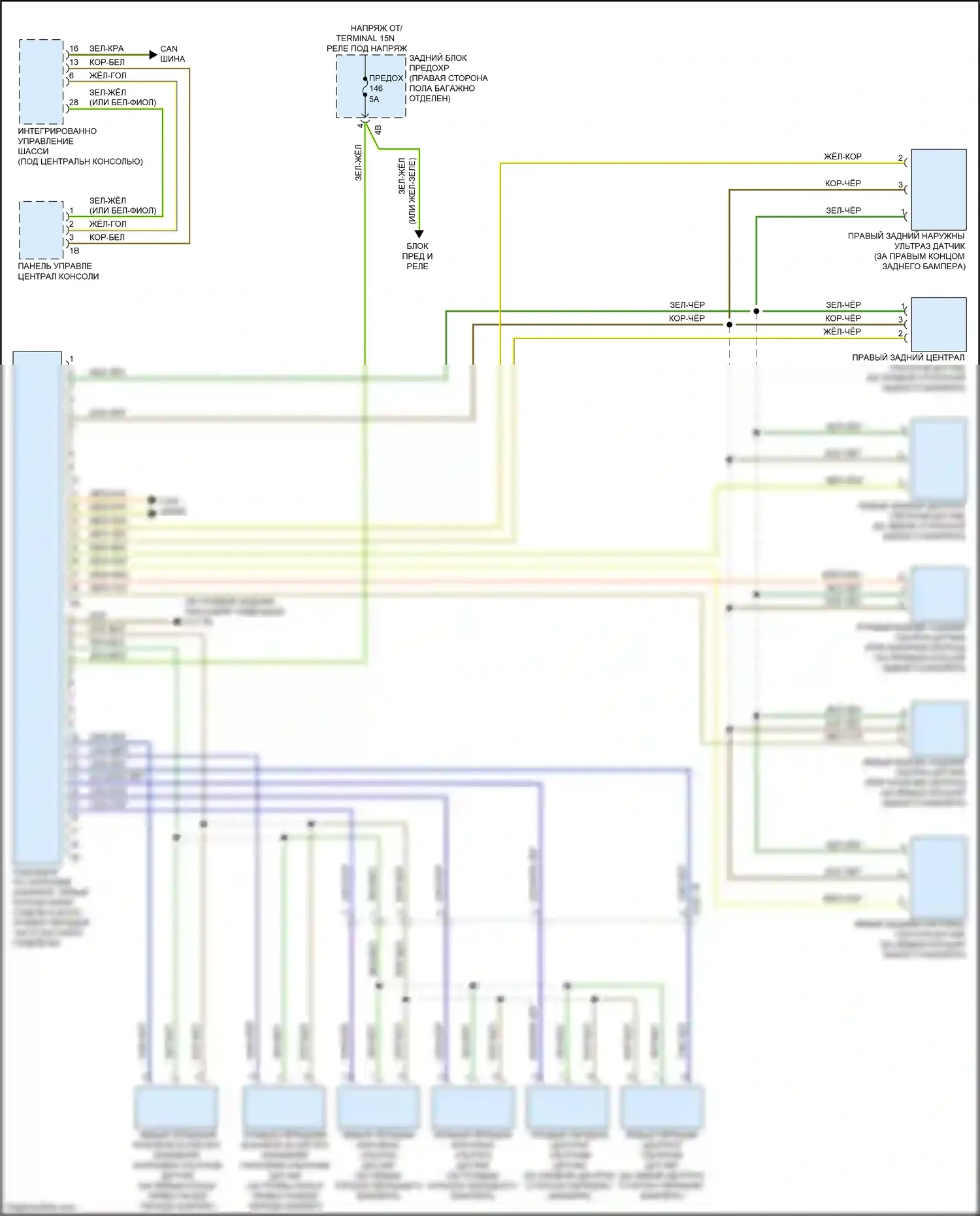 4 серия Gran Coupe BMW F36 рестайлинг (2017-2020): Электросхема парктроника, с помощником по парковочному маневрированию 