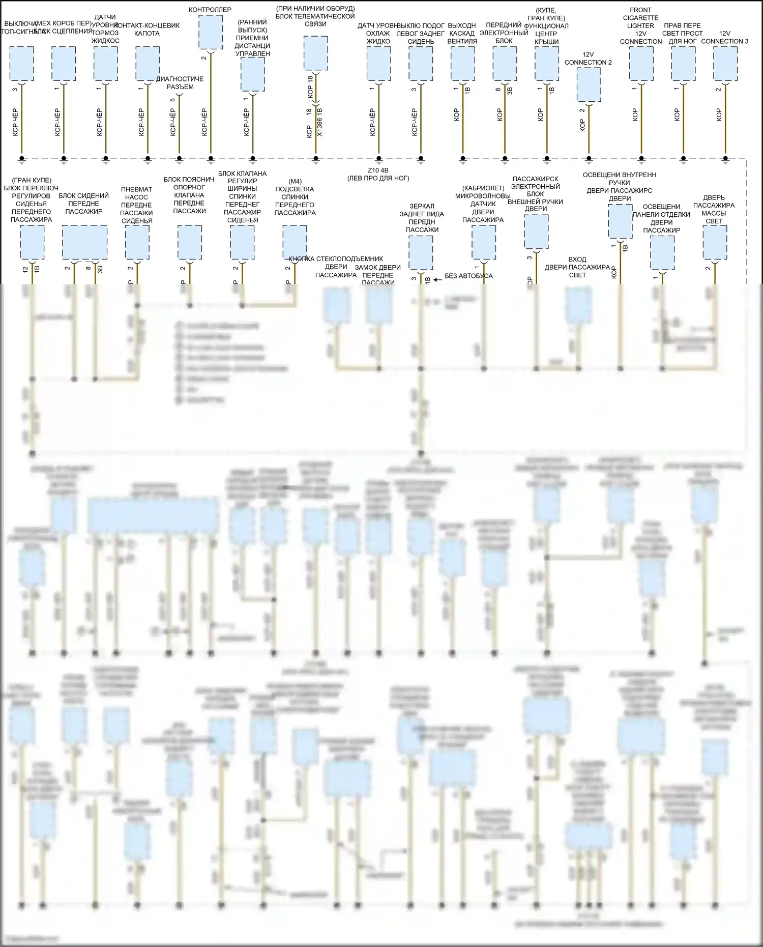 4 серия Gran Coupe BMW F36 рестайлинг (2017-2020): Электросхема точек подключения масс (2 из 4) 