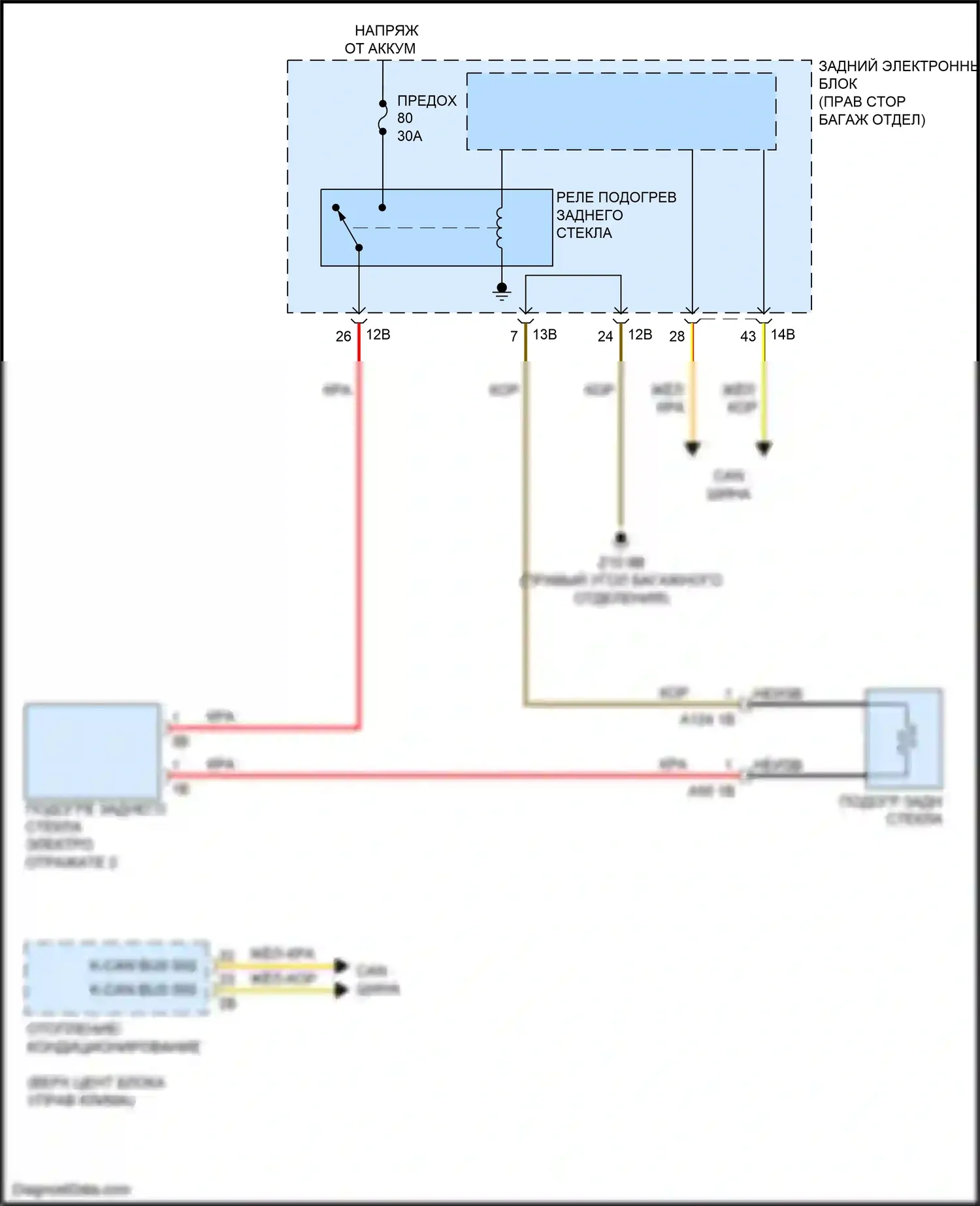 4 серия Gran Coupe BMW F36 (2013-2017): Электросхема заднего подогрева 