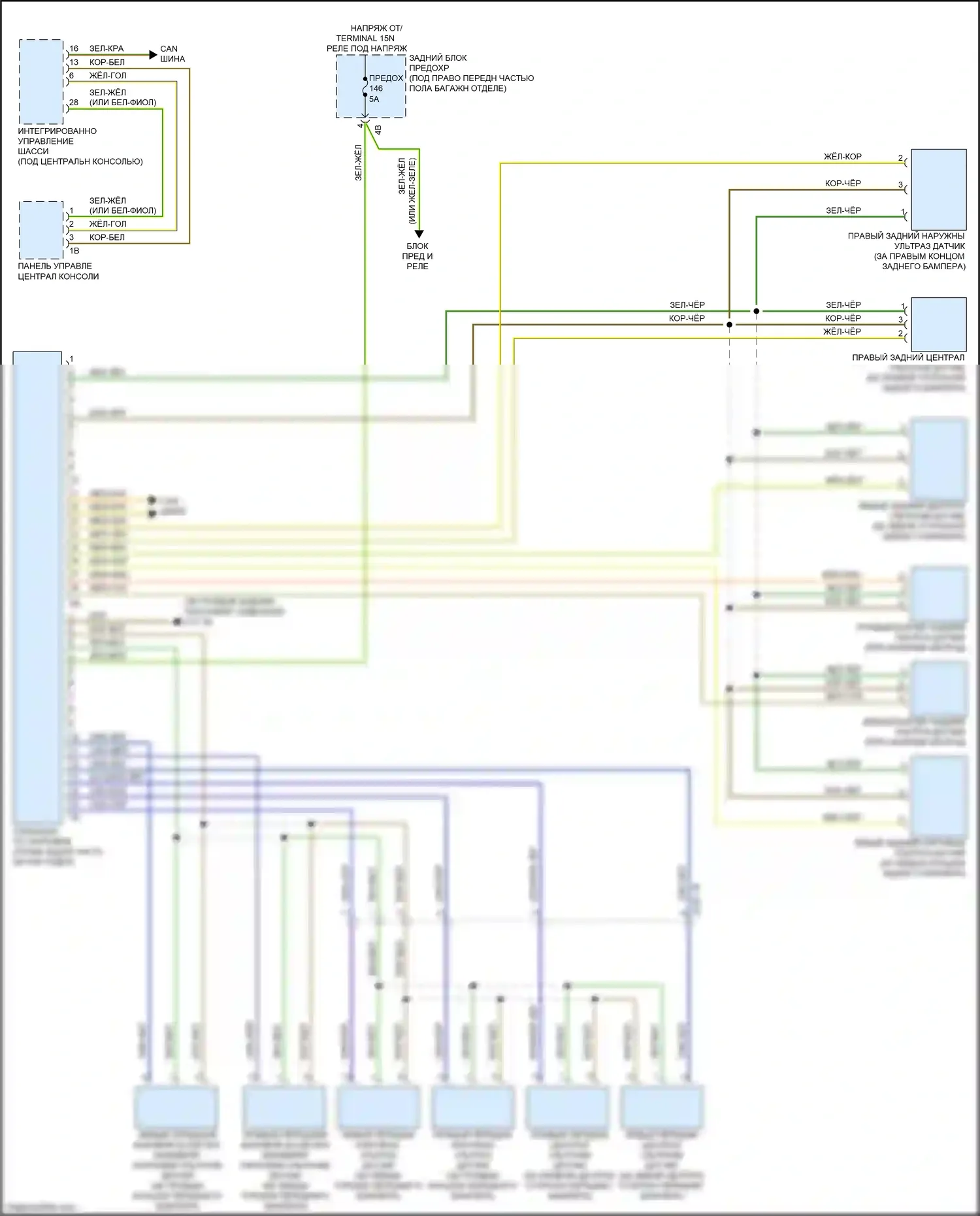 4 серия Gran Coupe BMW F36 (2013-2017): Электросхема парктроника, с помощником по парковочному маневрированию 